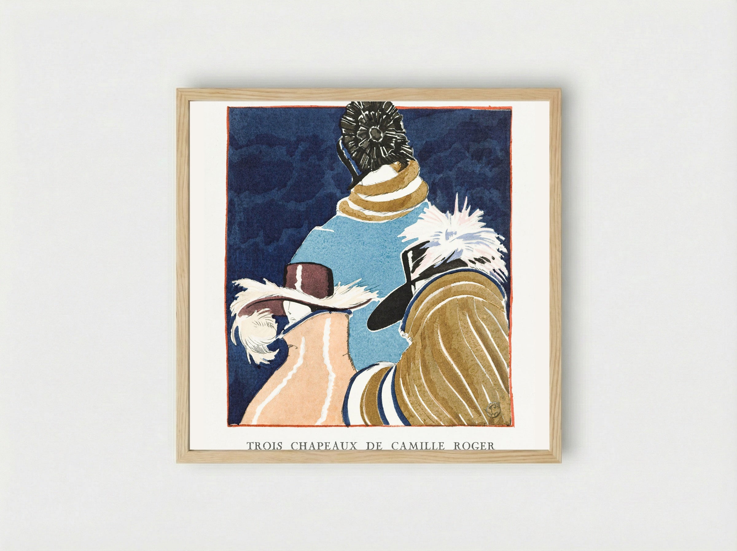 Accessories: Trois Chapeaux de Camille Roger - Porter Woodruff - Framed Print Wood