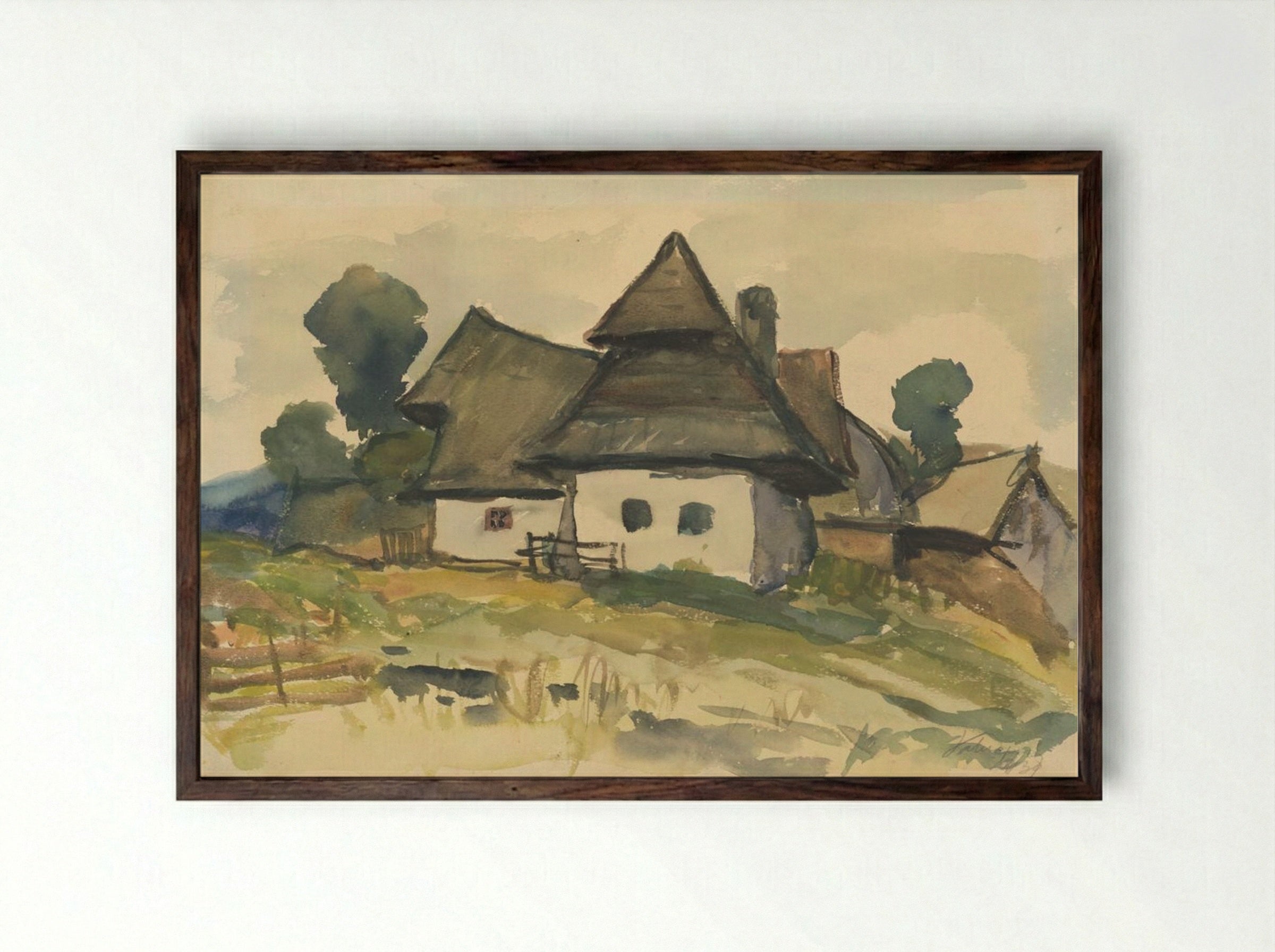 Village Motif - Zolo Palugyay - Framed Print Dark Wood