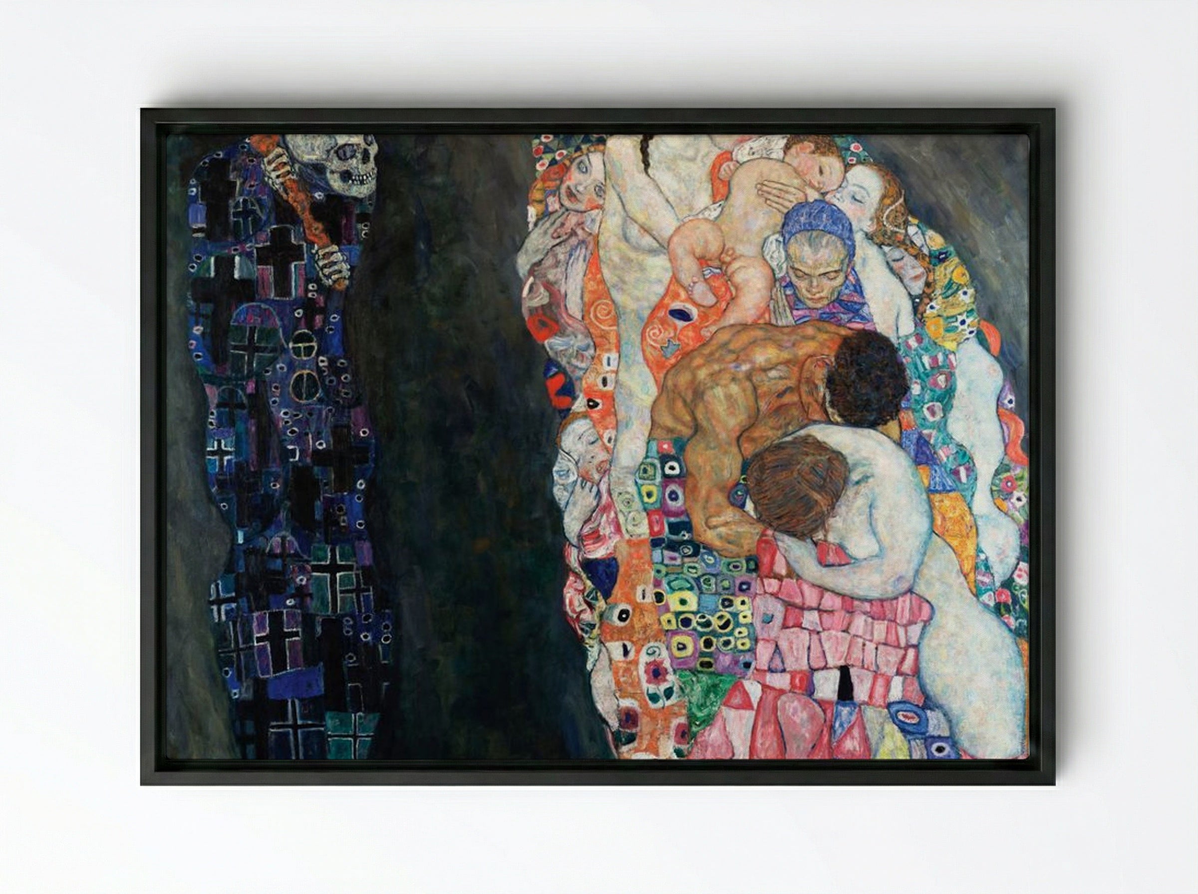 Death and Life - Gustav Klimt - Framed Canvas Black