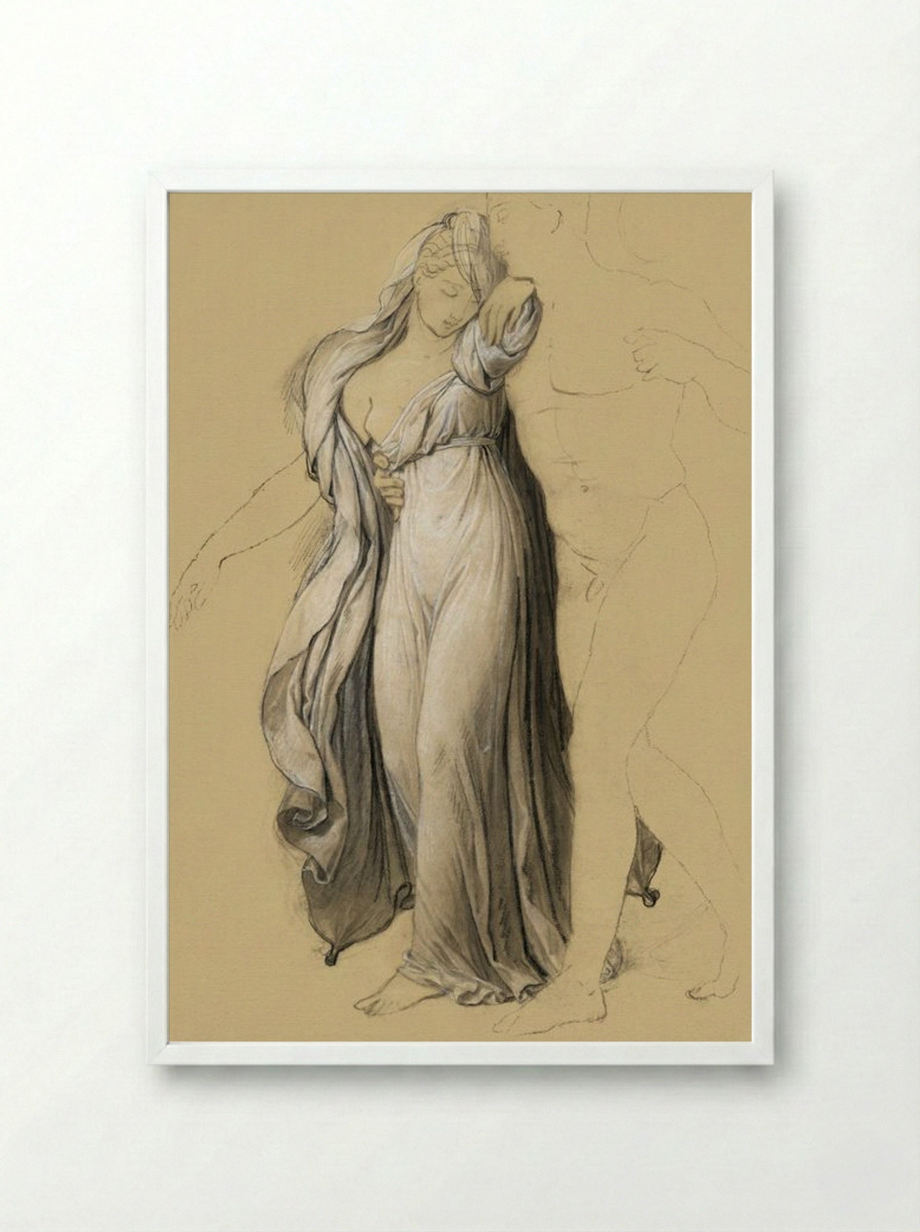 Drapery Study for Castor and Pollux Freeing Helen - Joseph-Ferdinand Lancrenon - Framed Print White
