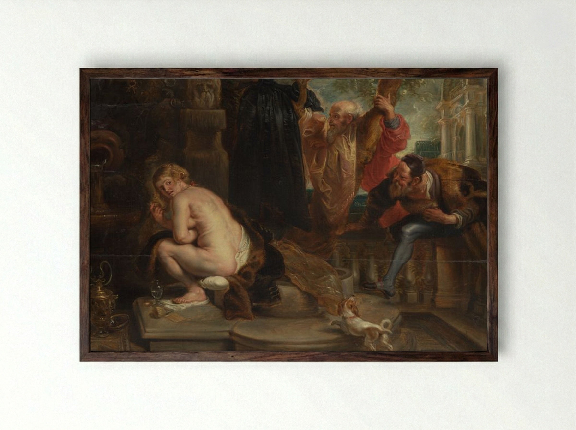 Susanna and the Elders - Peter Paul Rubens - Framed Print Dark Wood