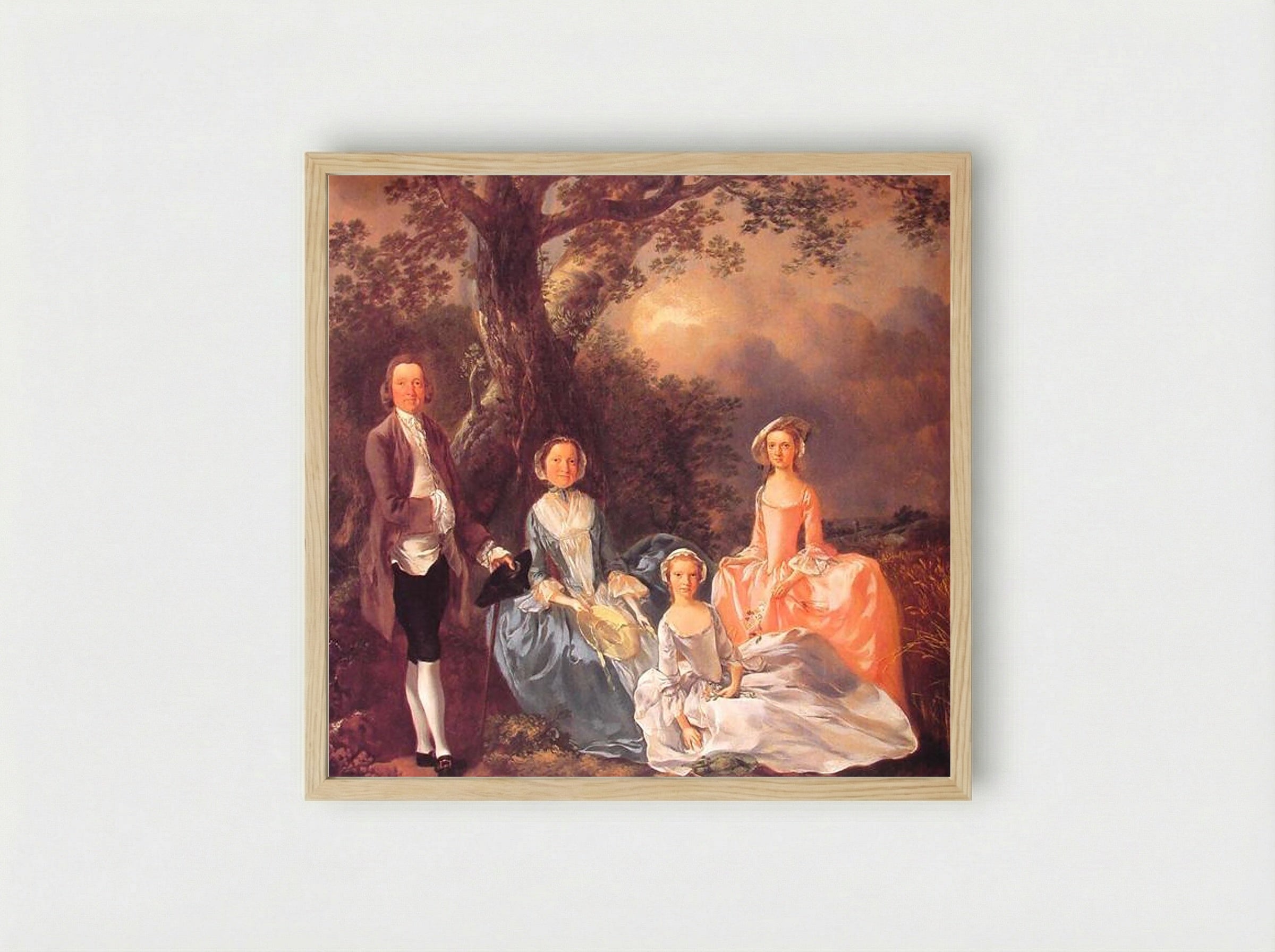 Mr. and Mrs. John Gravenor and their Daughters, Elizabeth and Ann - Thomas Gainsborough - Framed Print Wood