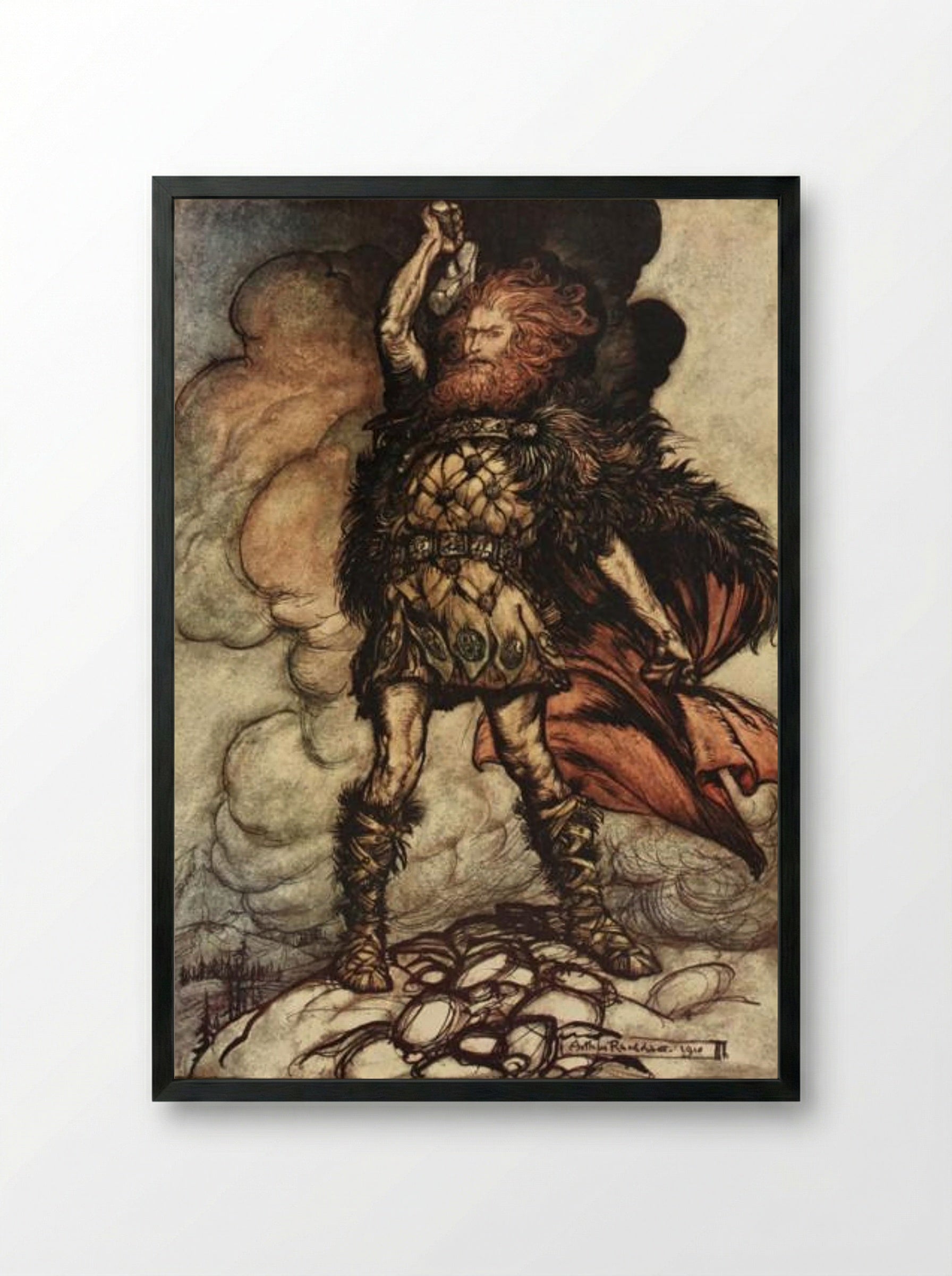 Donner, your lord, summons his hosts! - Arthur Rackham - Framed Print Black