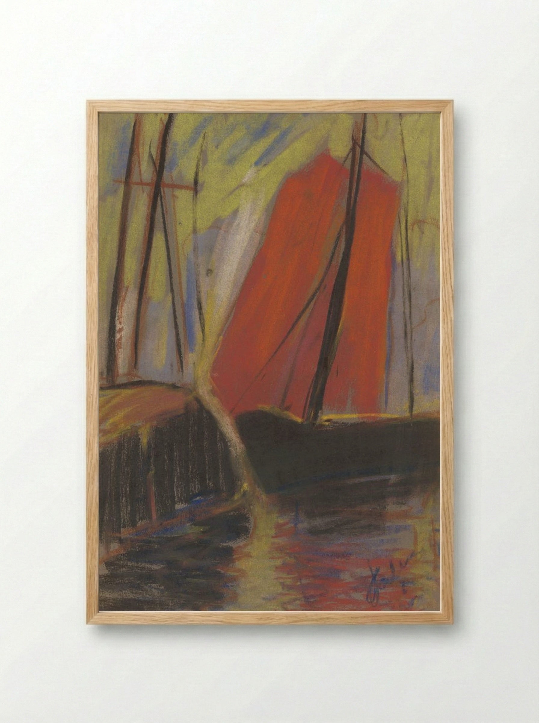 Red Yacht - Zolo Palugyay - Framed Print Wood