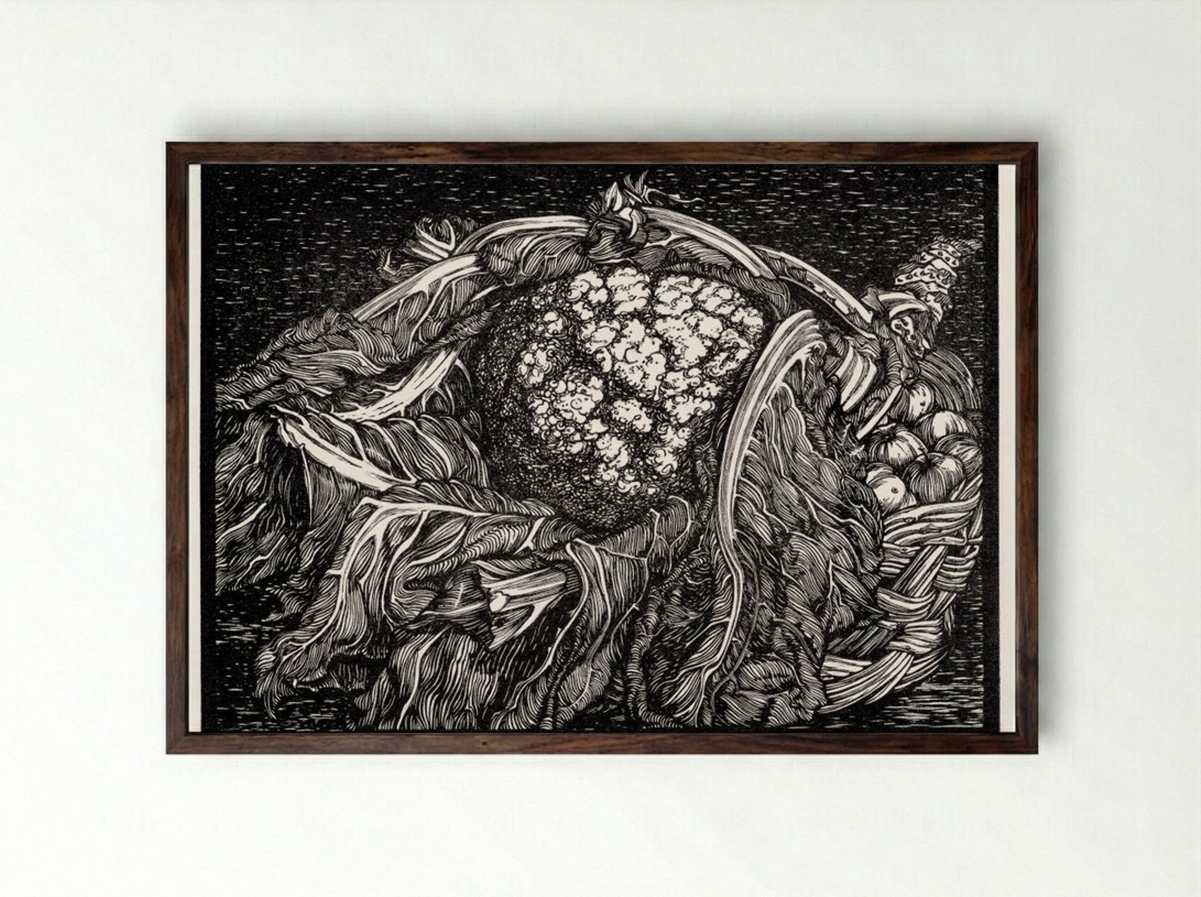 Cauliflower - Julie de Graag - Framed Print Dark Wood