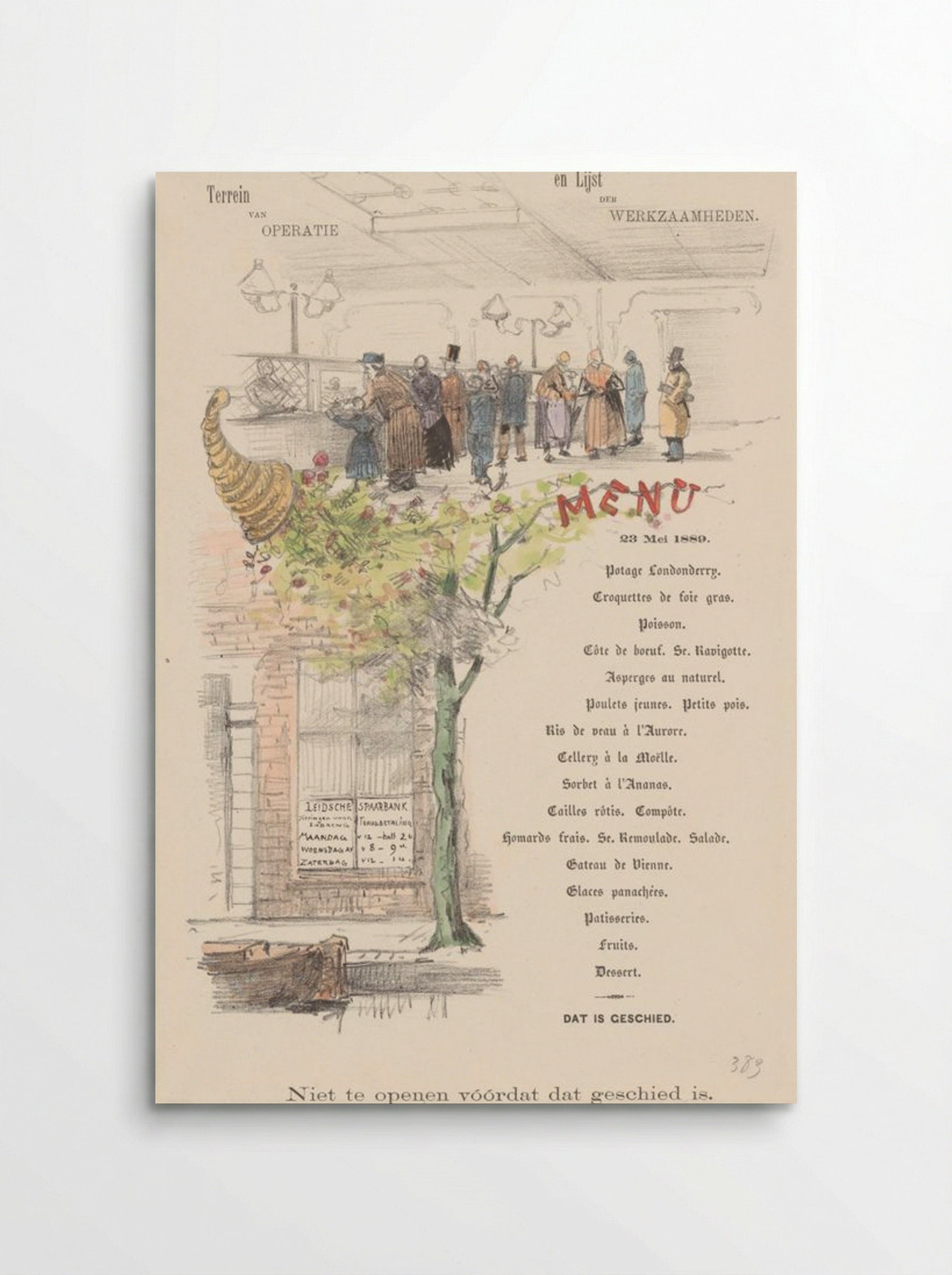 Menu for the Leidsche Spaarbank - Theo van Hoytema - Poster
