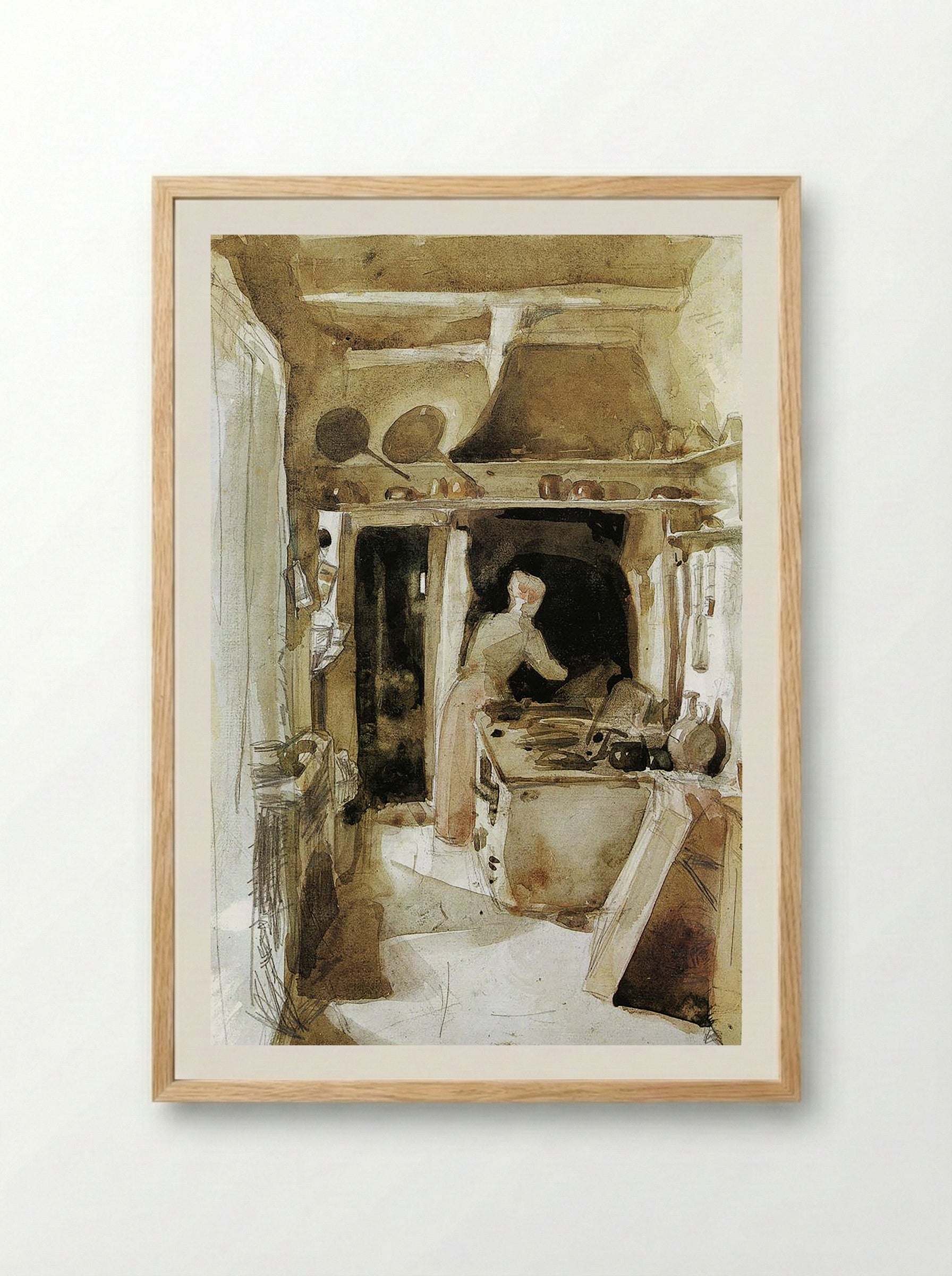 The Kitchen - Carl Larsson - Framed Print Wood