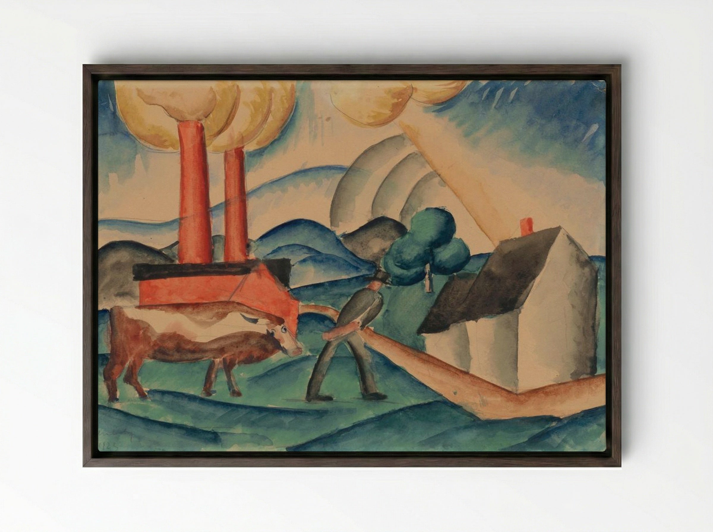 From Pasture - Schiller Geyser - Framed Canvas Dark Wood