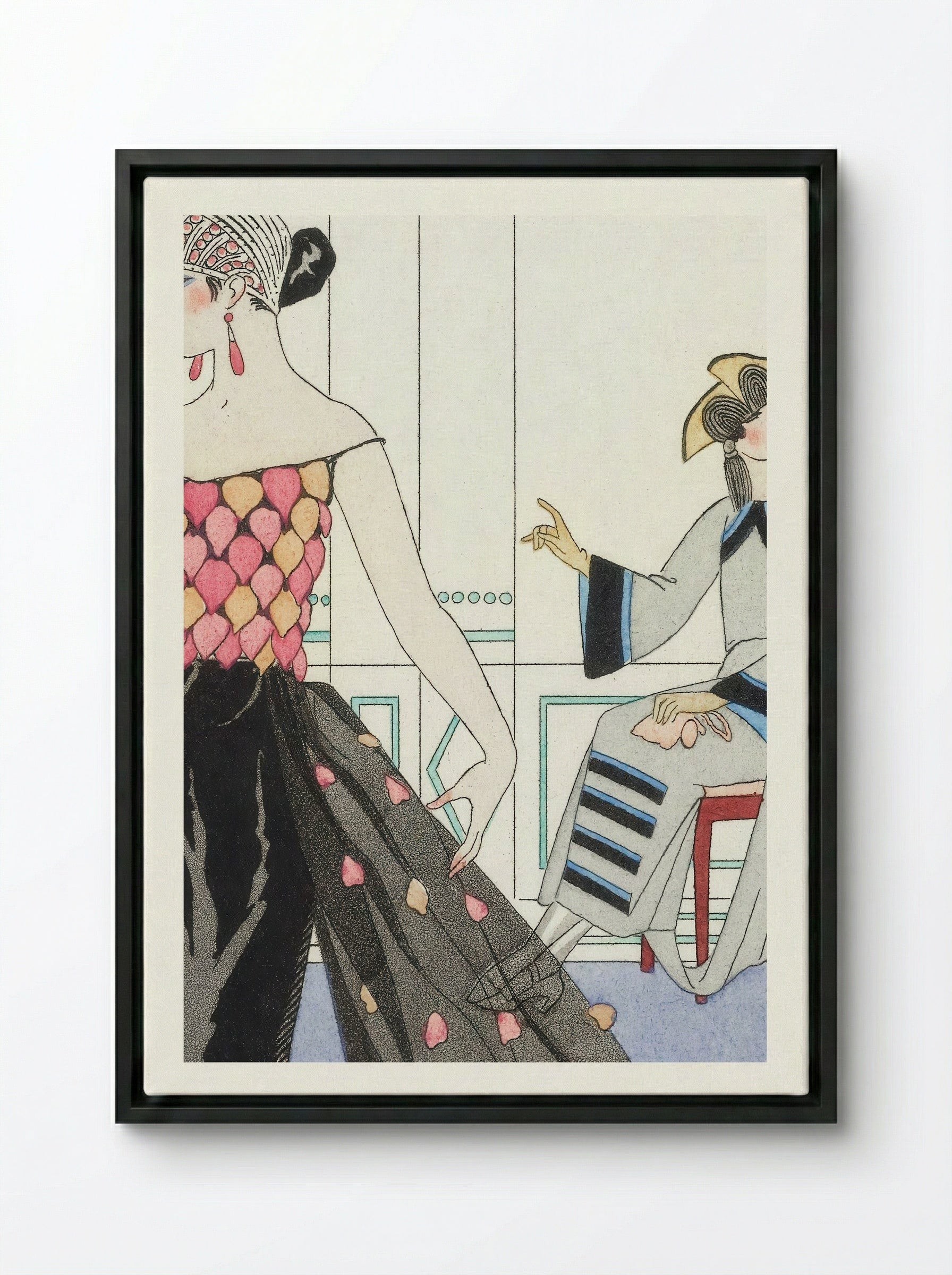 La Toilette Délicieuse - George Barbier - Framed Canvas Black
