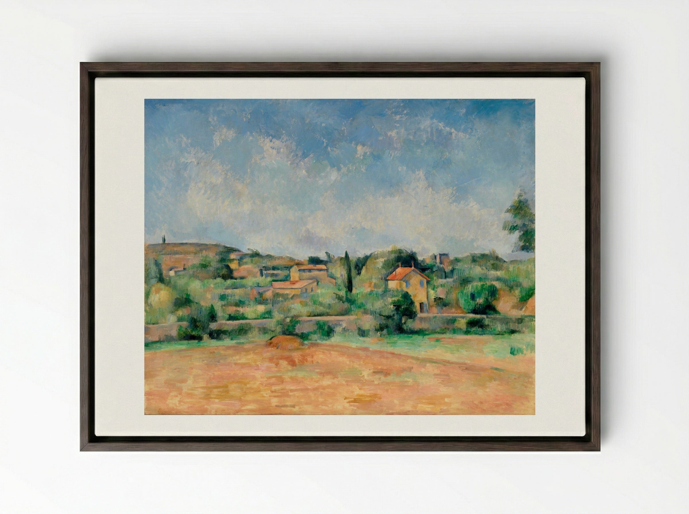 The Bellevue Plain (also called The Red Earth) - Paul Cézanne - Framed Canvas Dark Wood