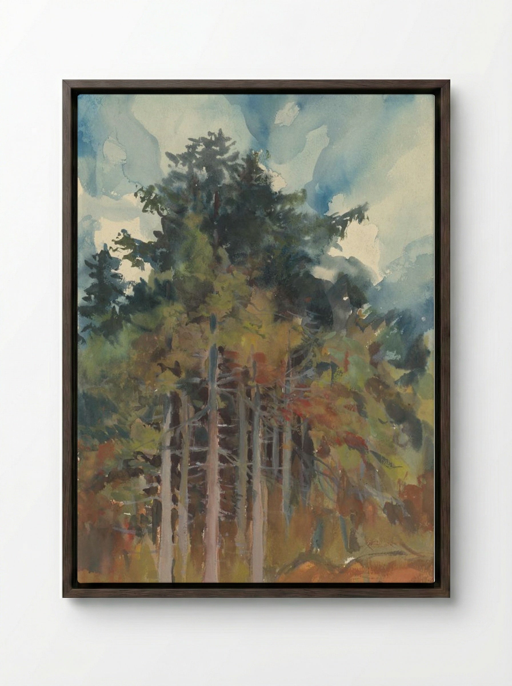 In the Forest in Autumn - Zolo Palugyay - Framed Canvas Dark Wood