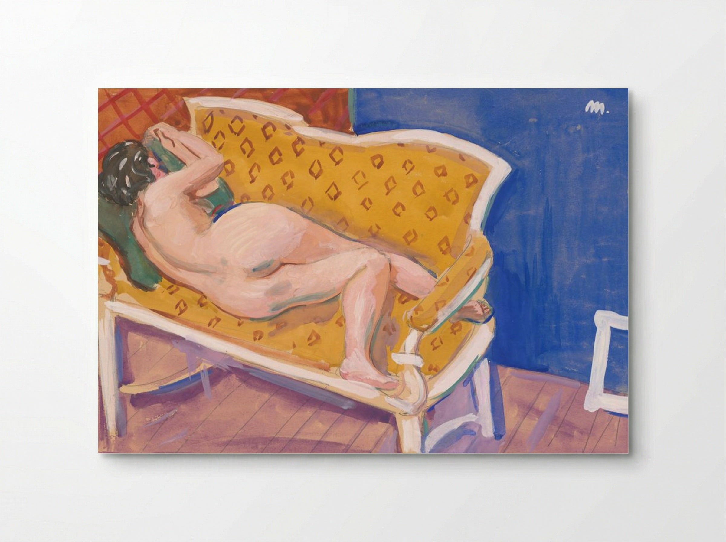 Reclining Nude on Yellow Sofa - Cyprián Majerník - Poster
