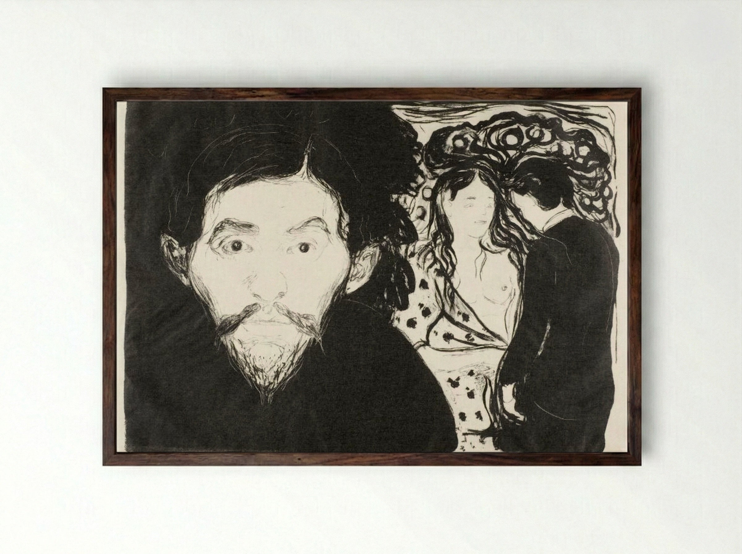 Jealousy I - Edvard Munch - Framed Print Dark Wood