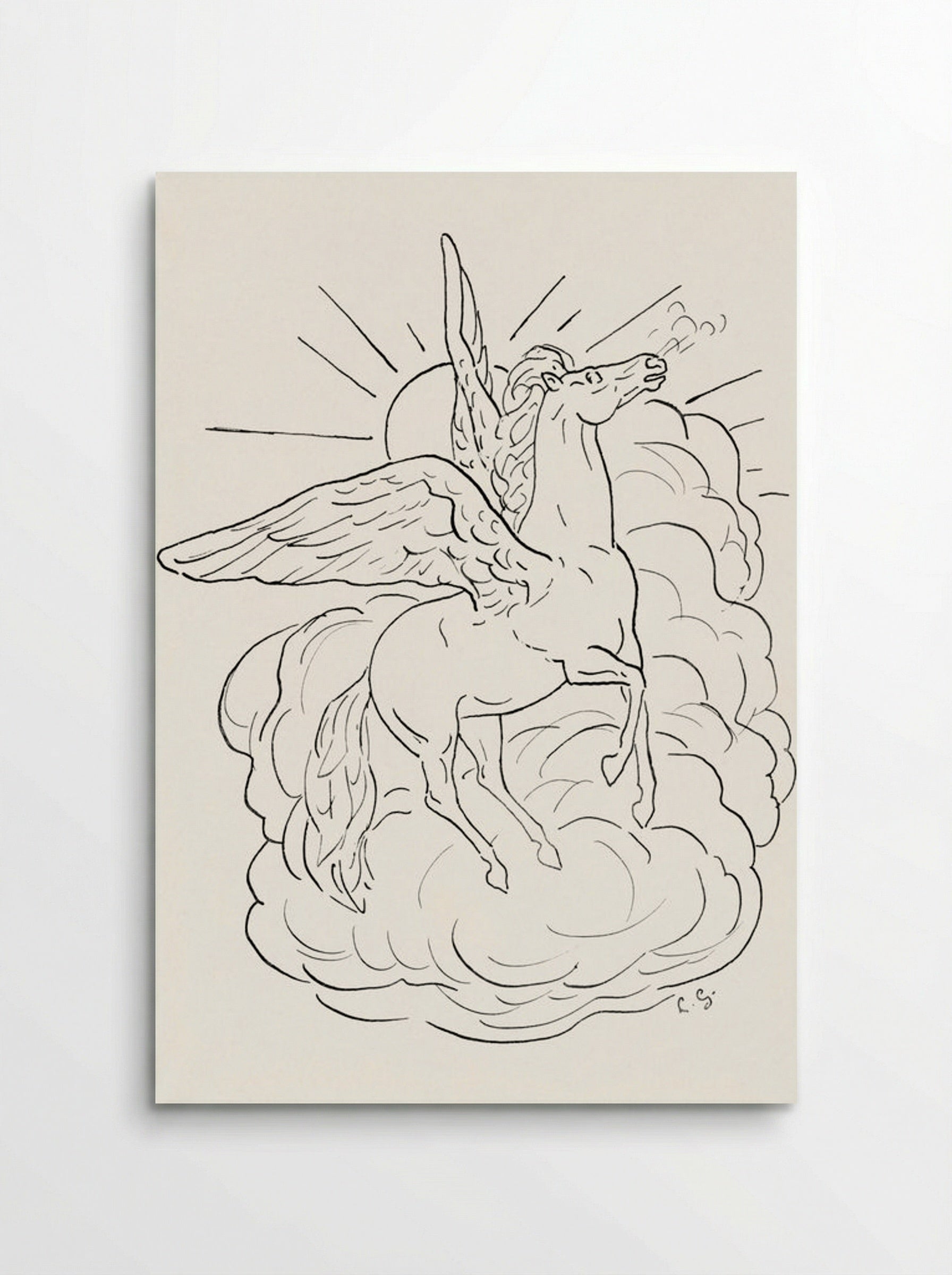 Pegasus Flies in Front of a Cloud - Leo Gestel - Poster