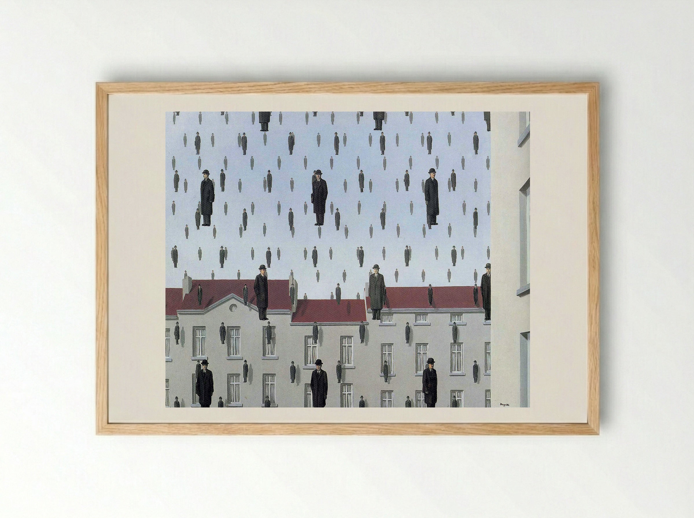 Golconda - René Magritte - Framed Print Wood