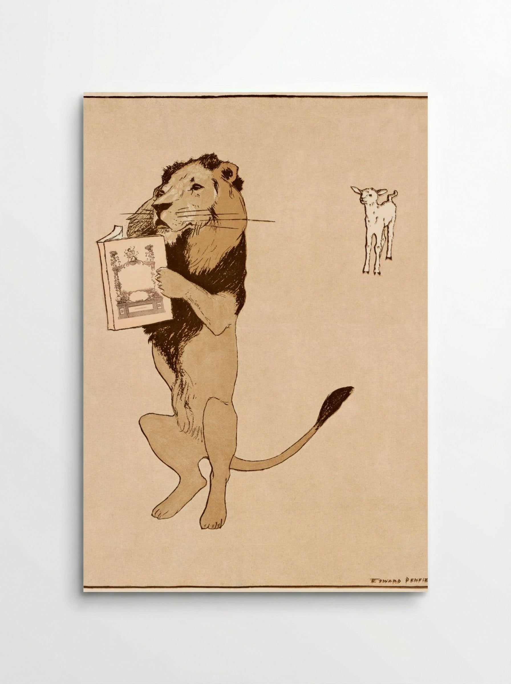 The Lion and the Book - Edward Penfield - Poster