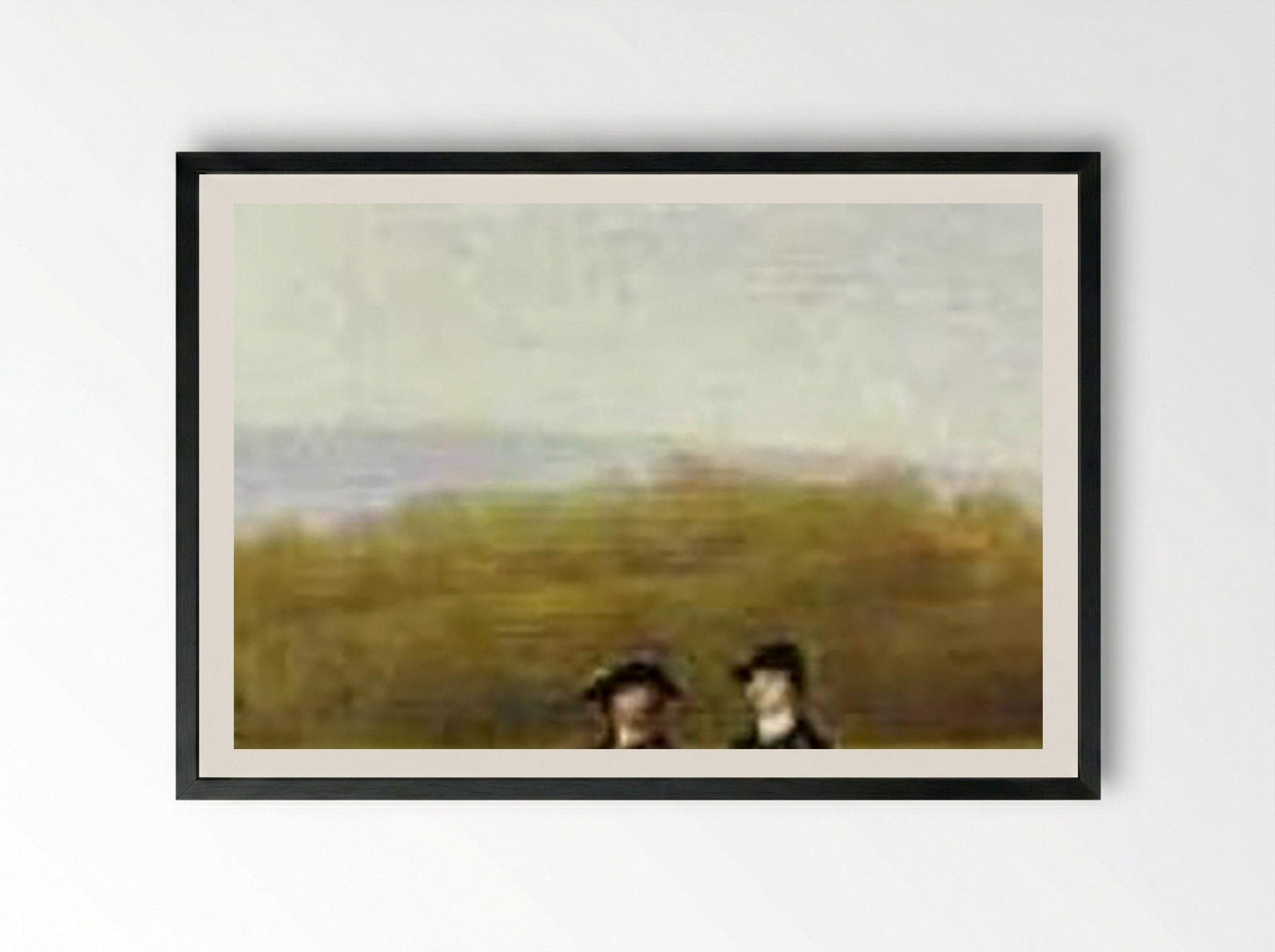 Racehorses Belonging to the Duke of Richmond Exercising at Goodwood - George Stubbs - Framed Print Black
