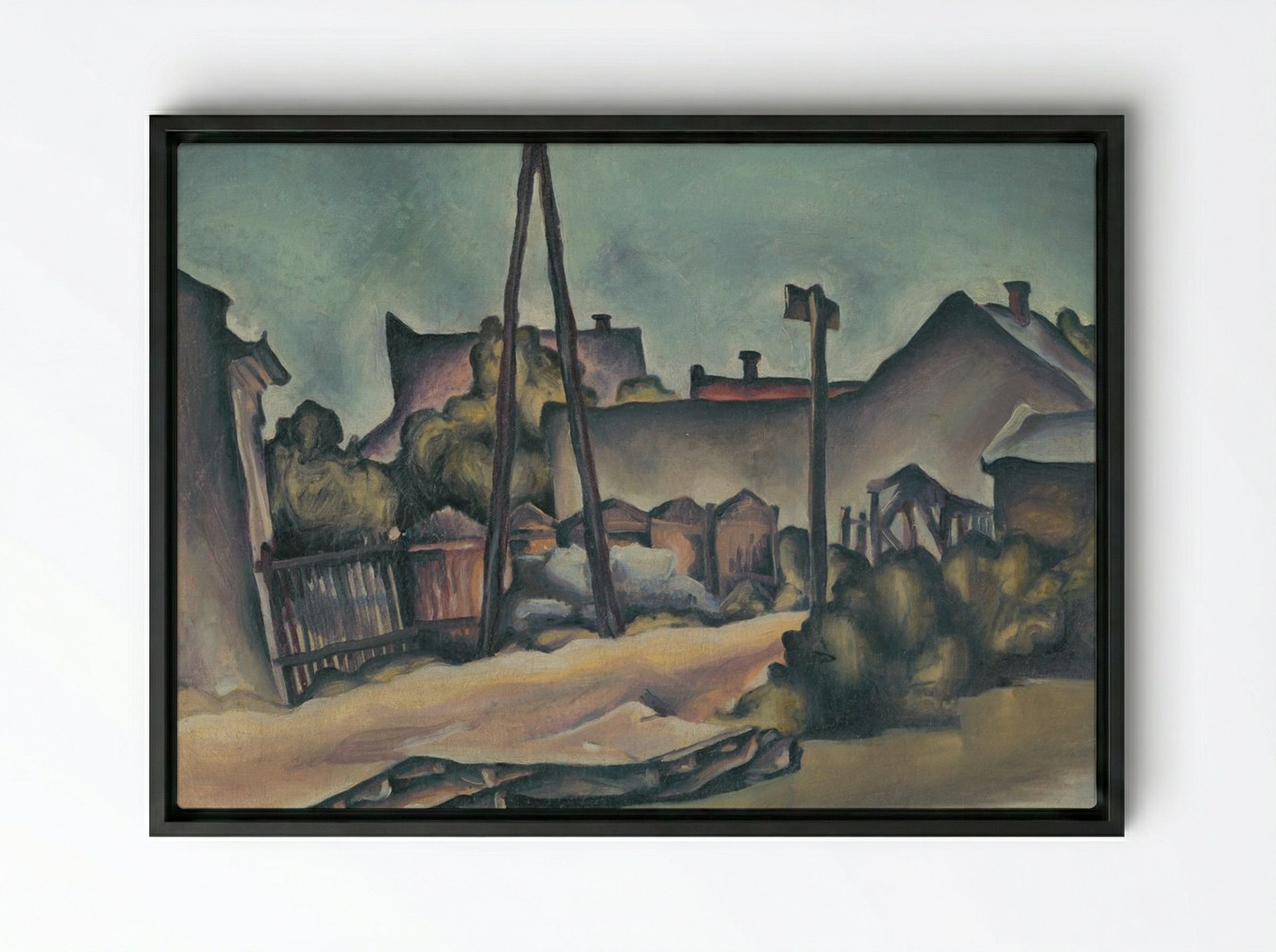 On the Outskirts of Kostroma - Konstantin Bauer - Framed Canvas Black