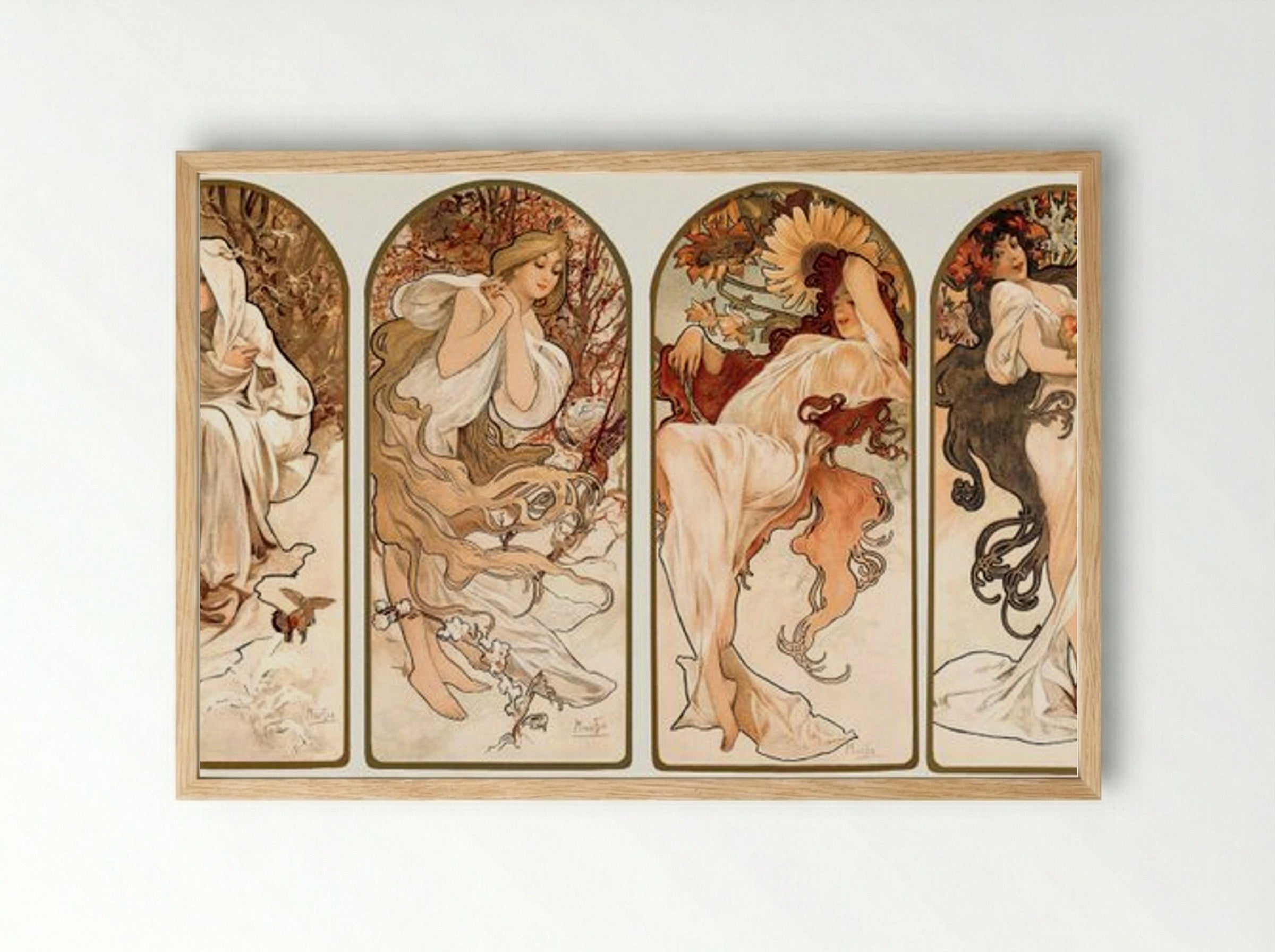 The Seasons - Alphonse Mucha - Framed Print Wood