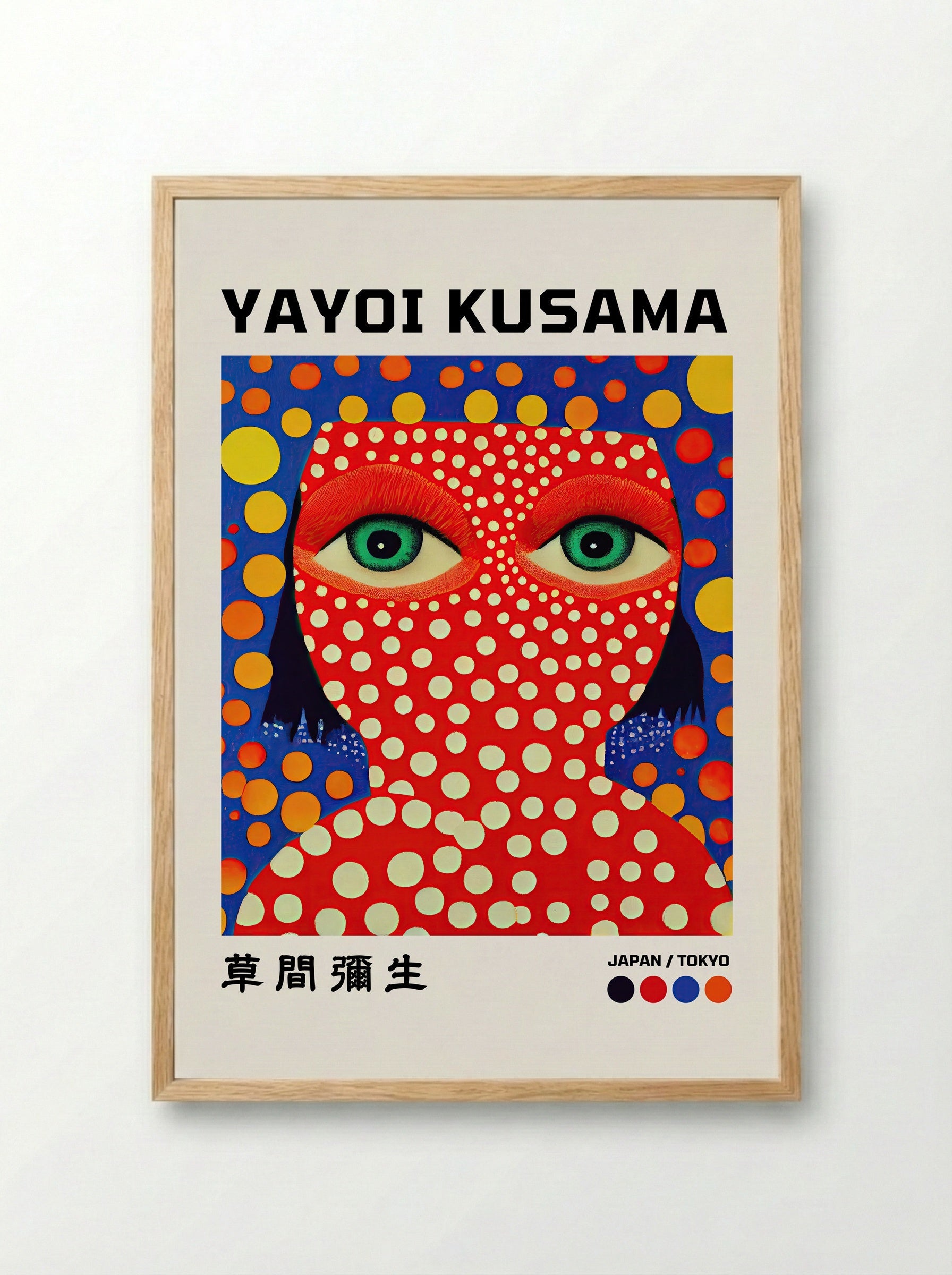 Self-Portrait with Polka Dots - Yayoi Kusama - Framed Print Wood