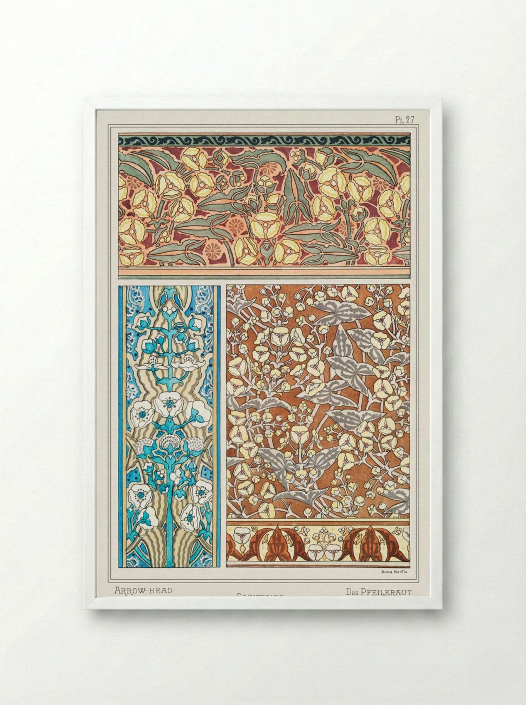 Sagittaire (Arrowhead) from La Plante et ses Applications ornementales - Maurice Pillard Verneuil - Framed Print White