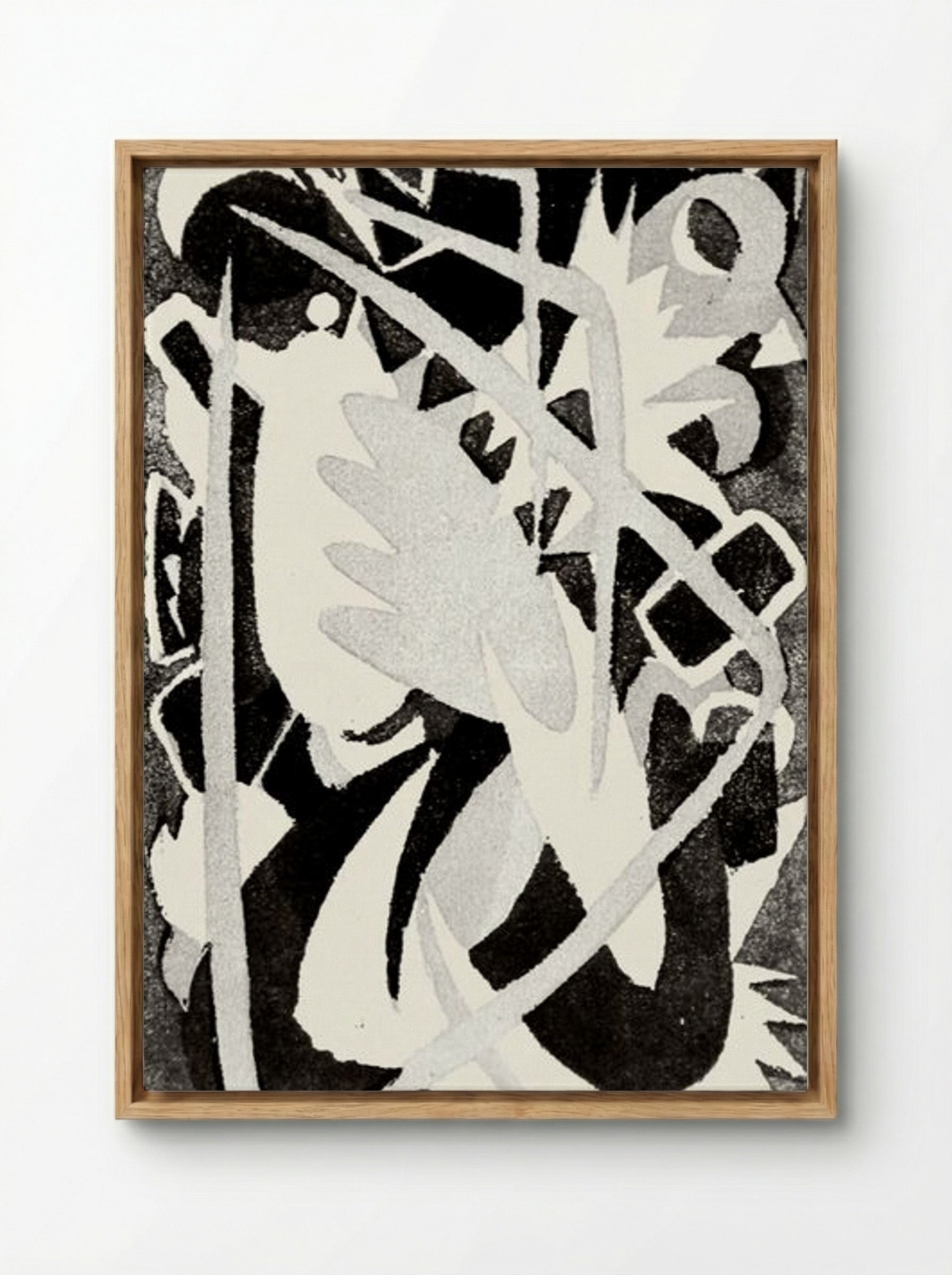 Abstract Composition (Black and White) - Franz Marc - Framed Canvas Wood