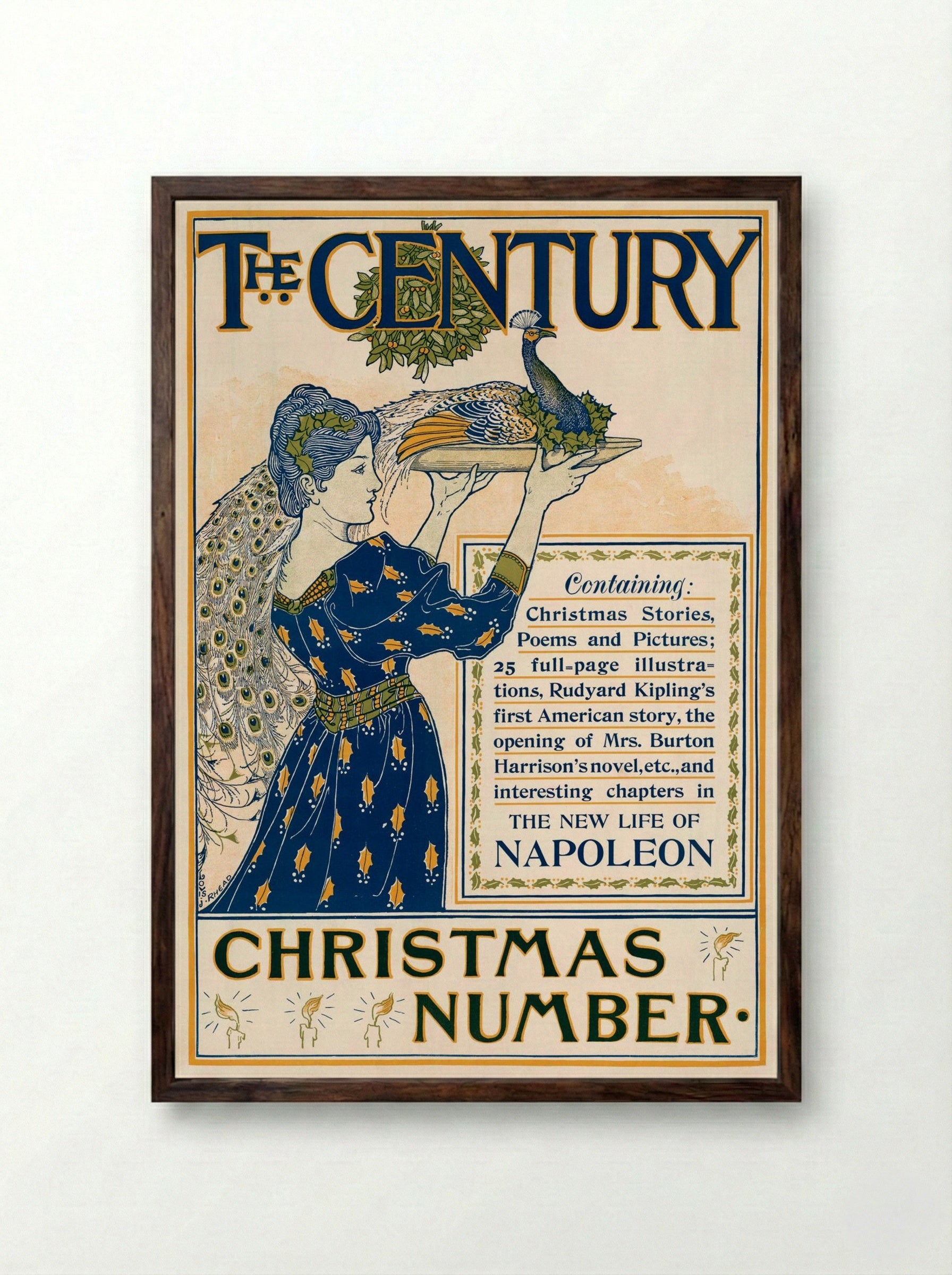 The Century, Christmas Number (Magazine Cover) - Louis Rhead - Framed Print Dark Wood