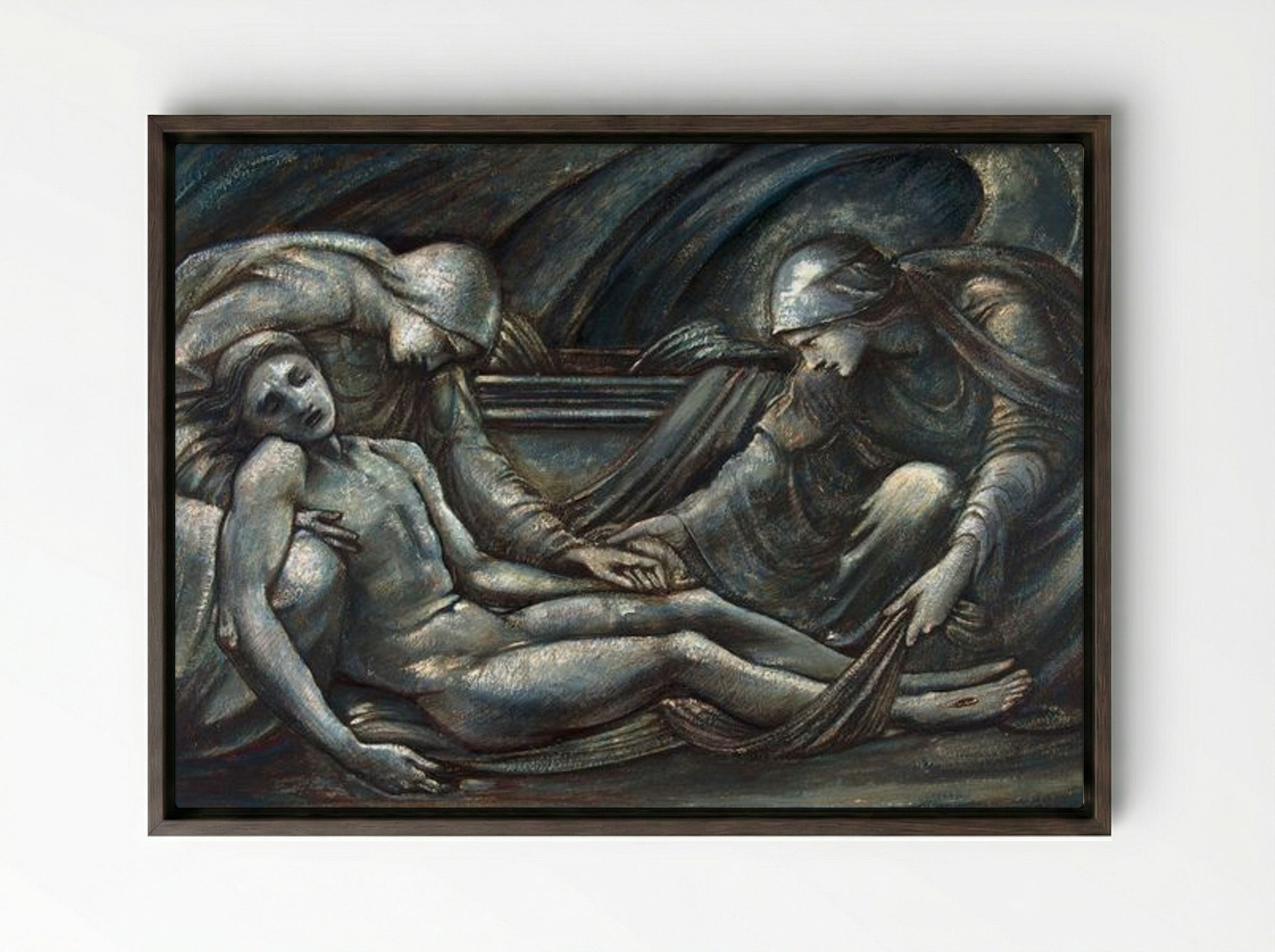 The Entombment - Edward Burne-Jones - Framed Canvas Dark Wood