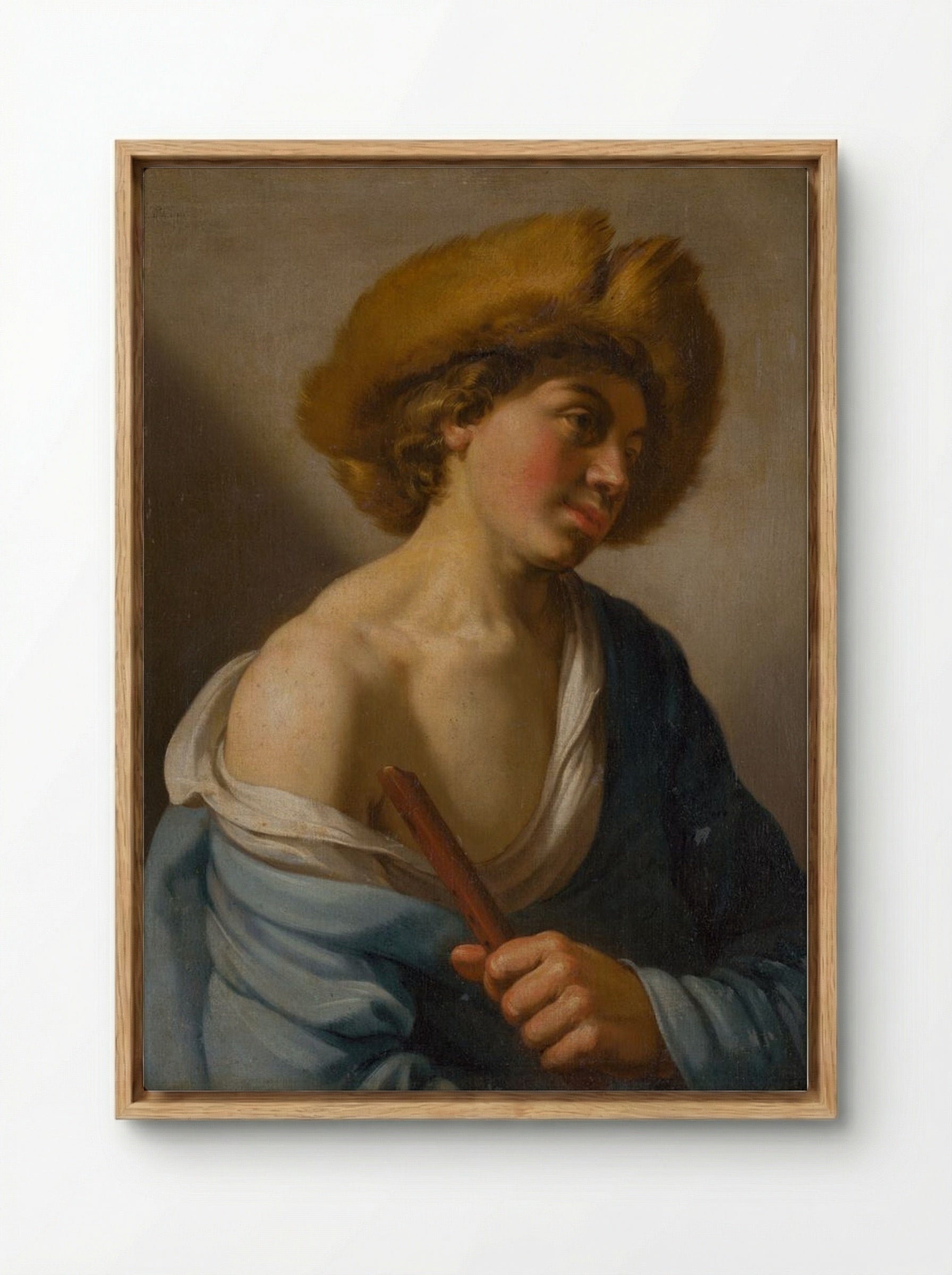 Shepherd with a Flute - Hendrick ter Brugghen - Framed Canvas Wood