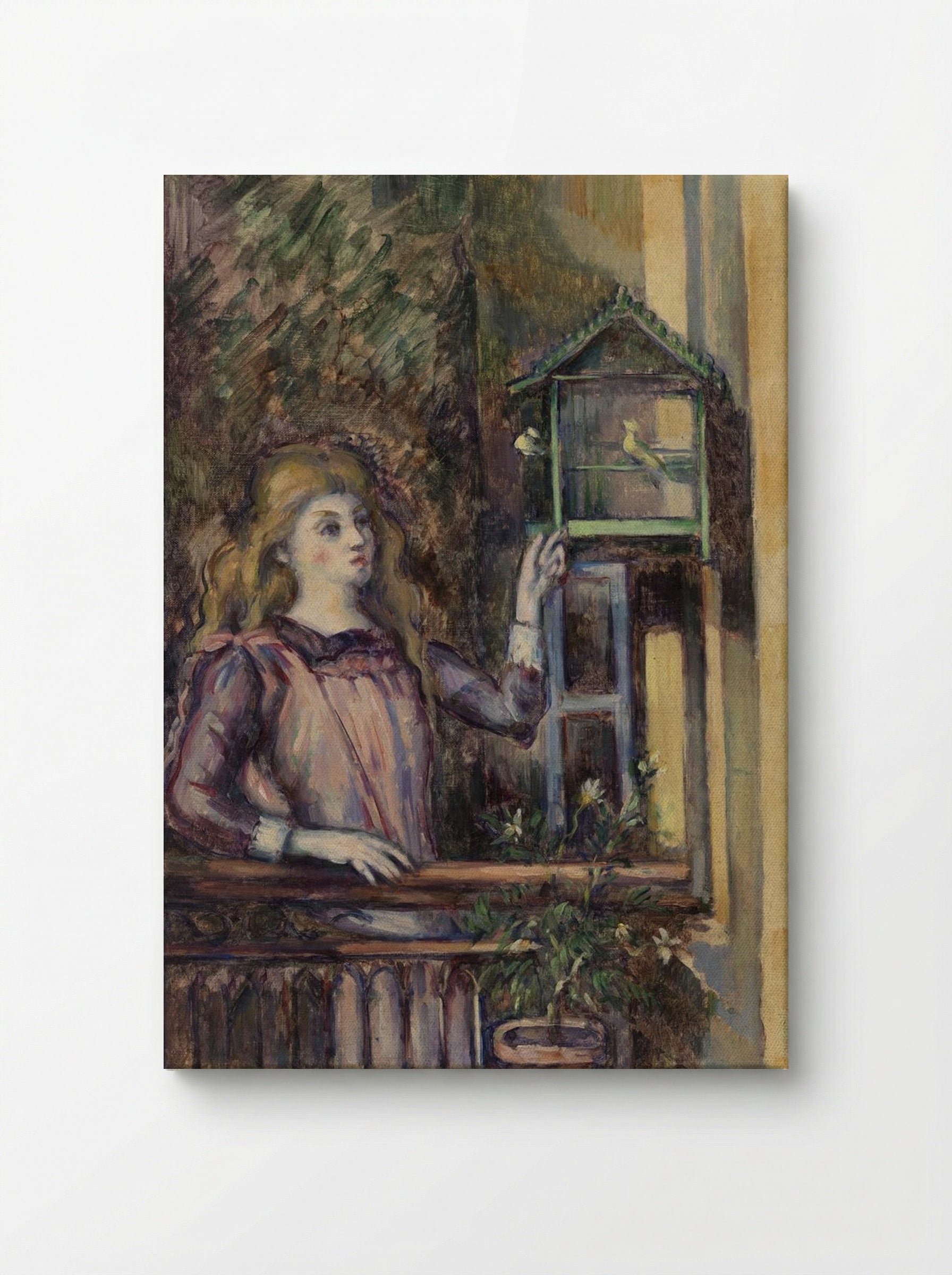 Girl with a Birdcage - Paul Cézanne - Canvas