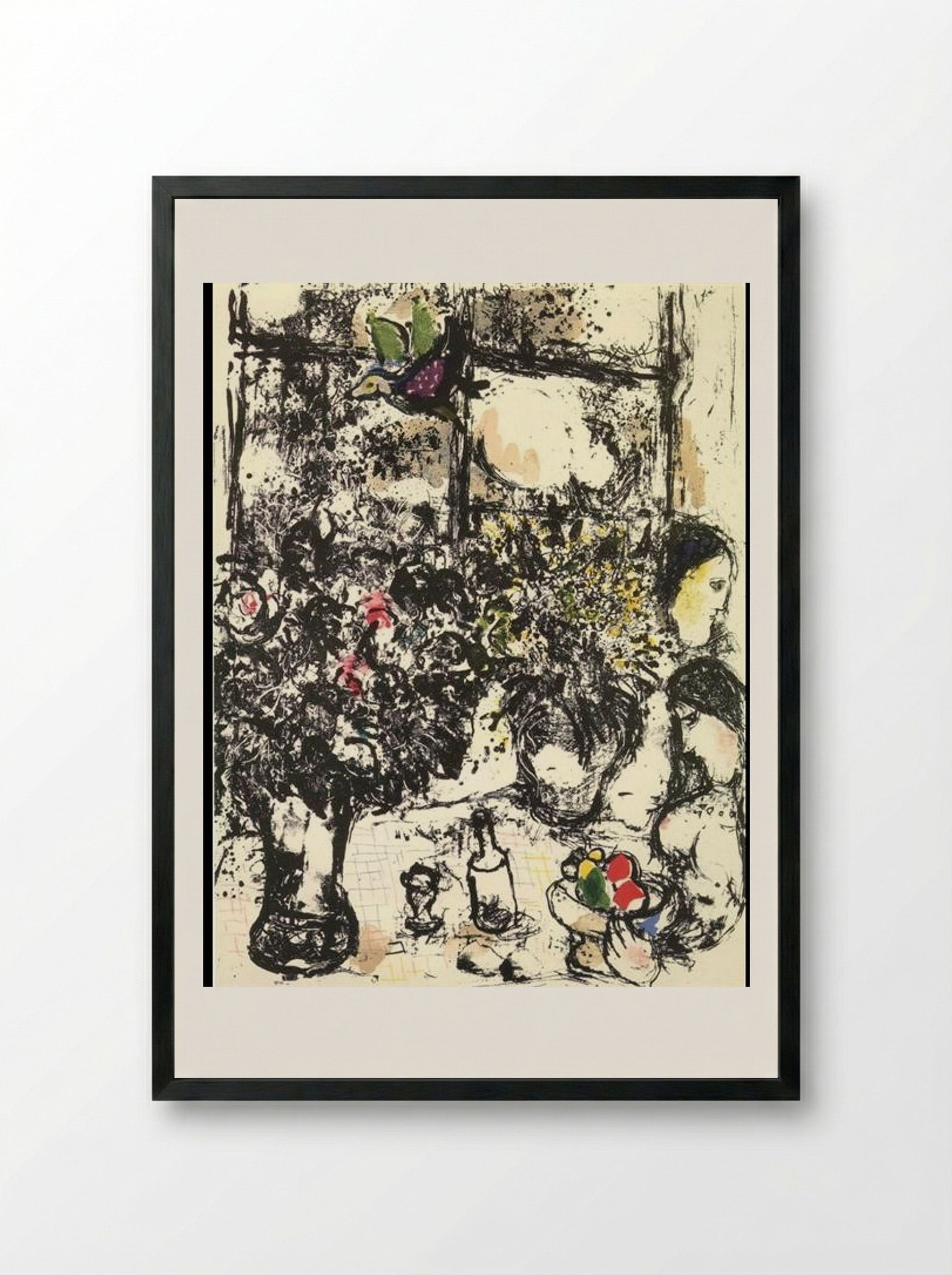 Still Life with Bouquet - Marc Chagall - Framed Print Black