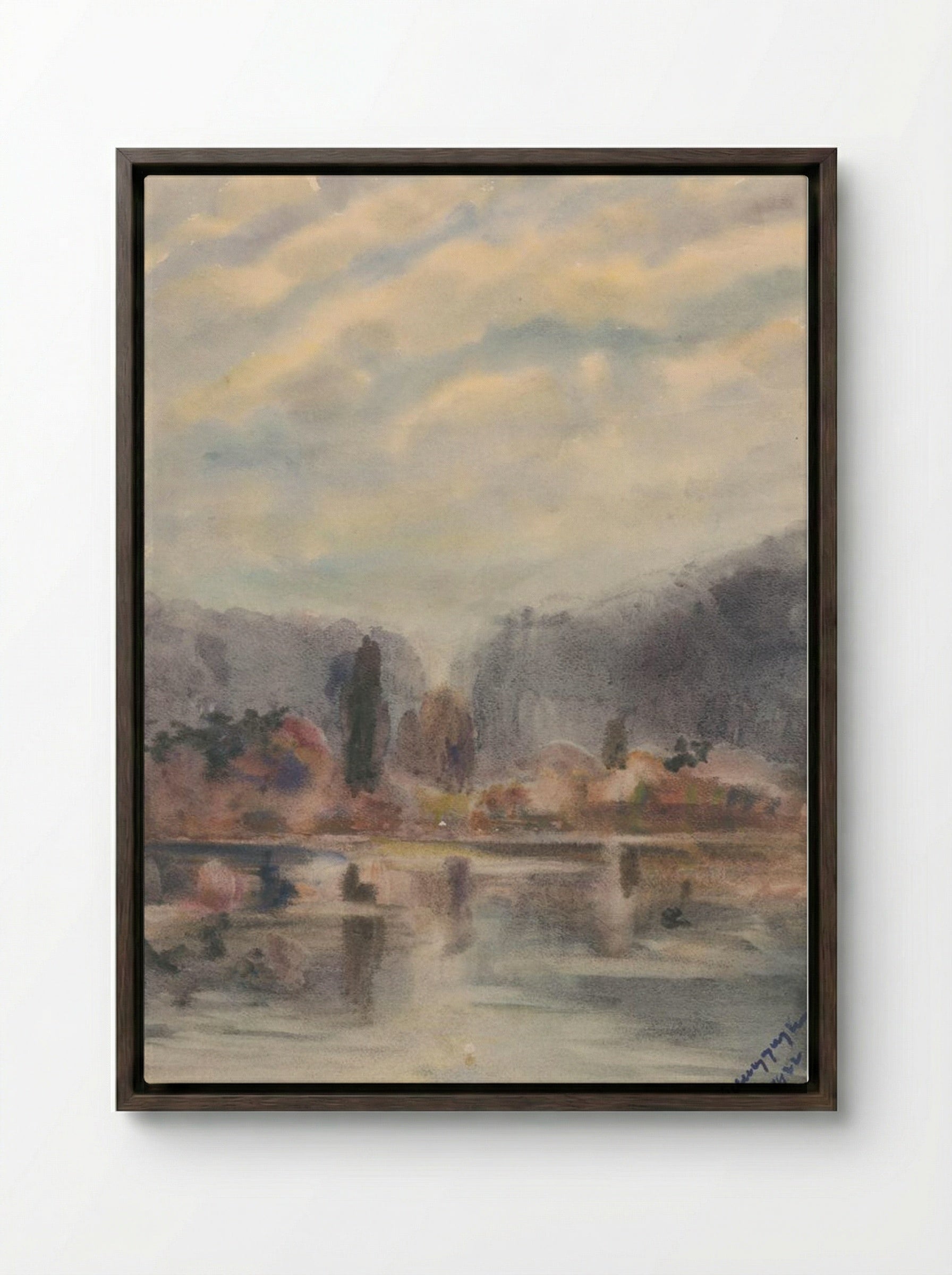Twilight at a Pond - Zolo Palugyay - Framed Canvas Dark Wood