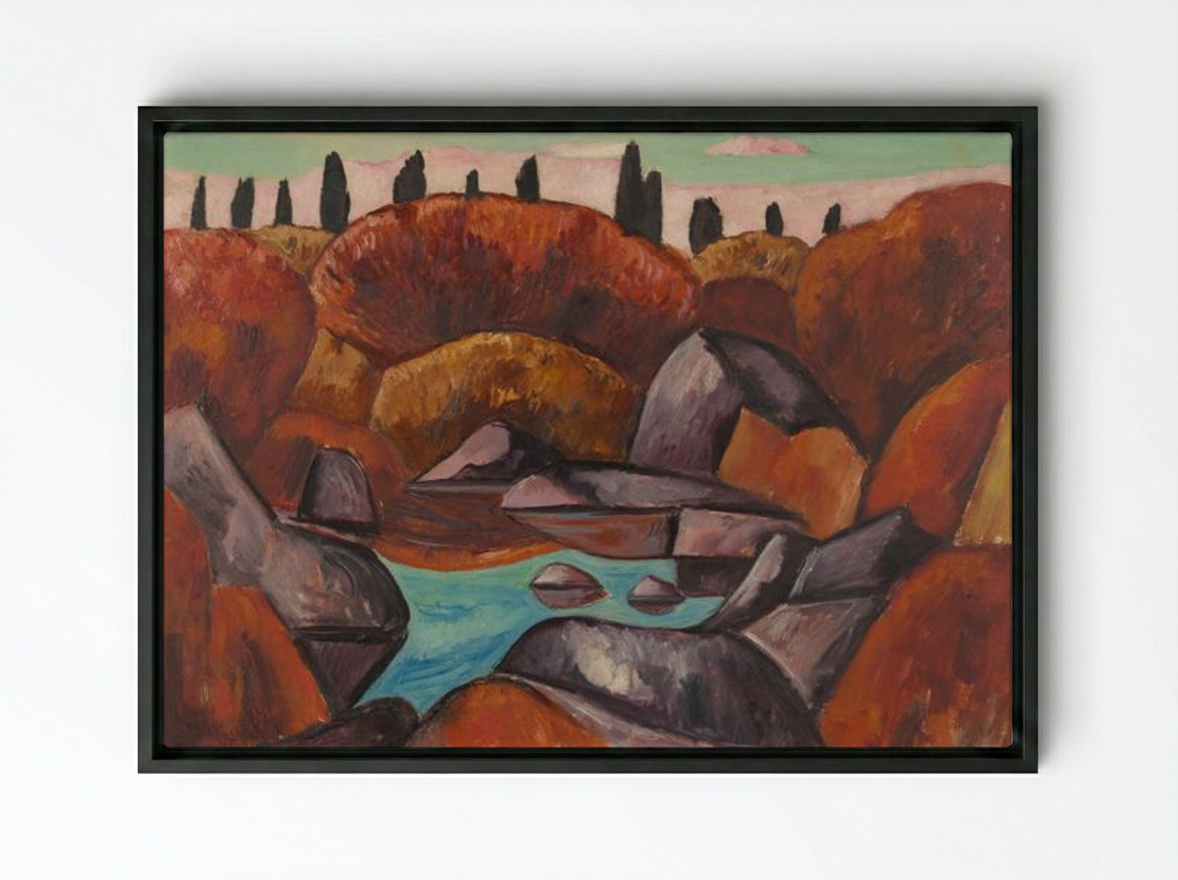 Flaming Pool, Dogtown - Marsden Hartley - Framed Canvas Black