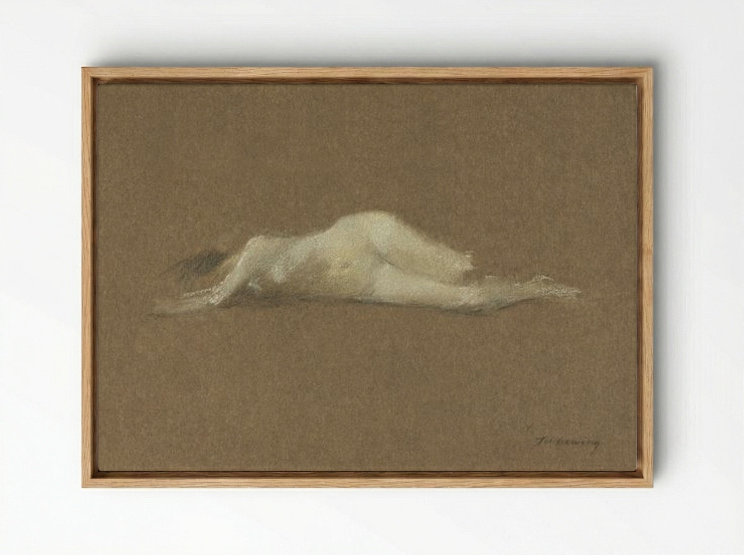 Nude Woman on Her Side - Thomas Wilmer Dewing - Framed Canvas Wood