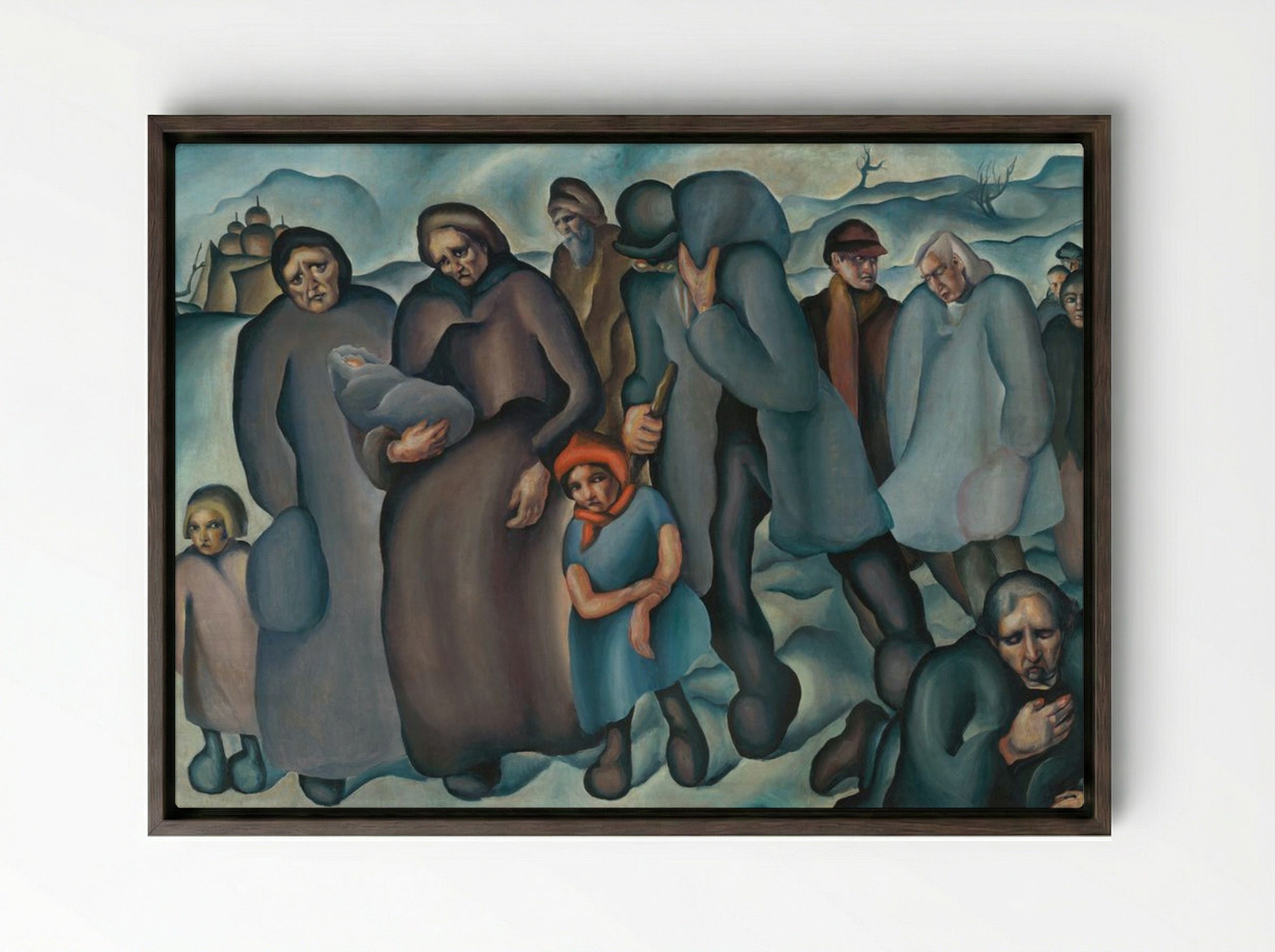 Refugees - Konstantin Bauer - Framed Canvas Dark Wood