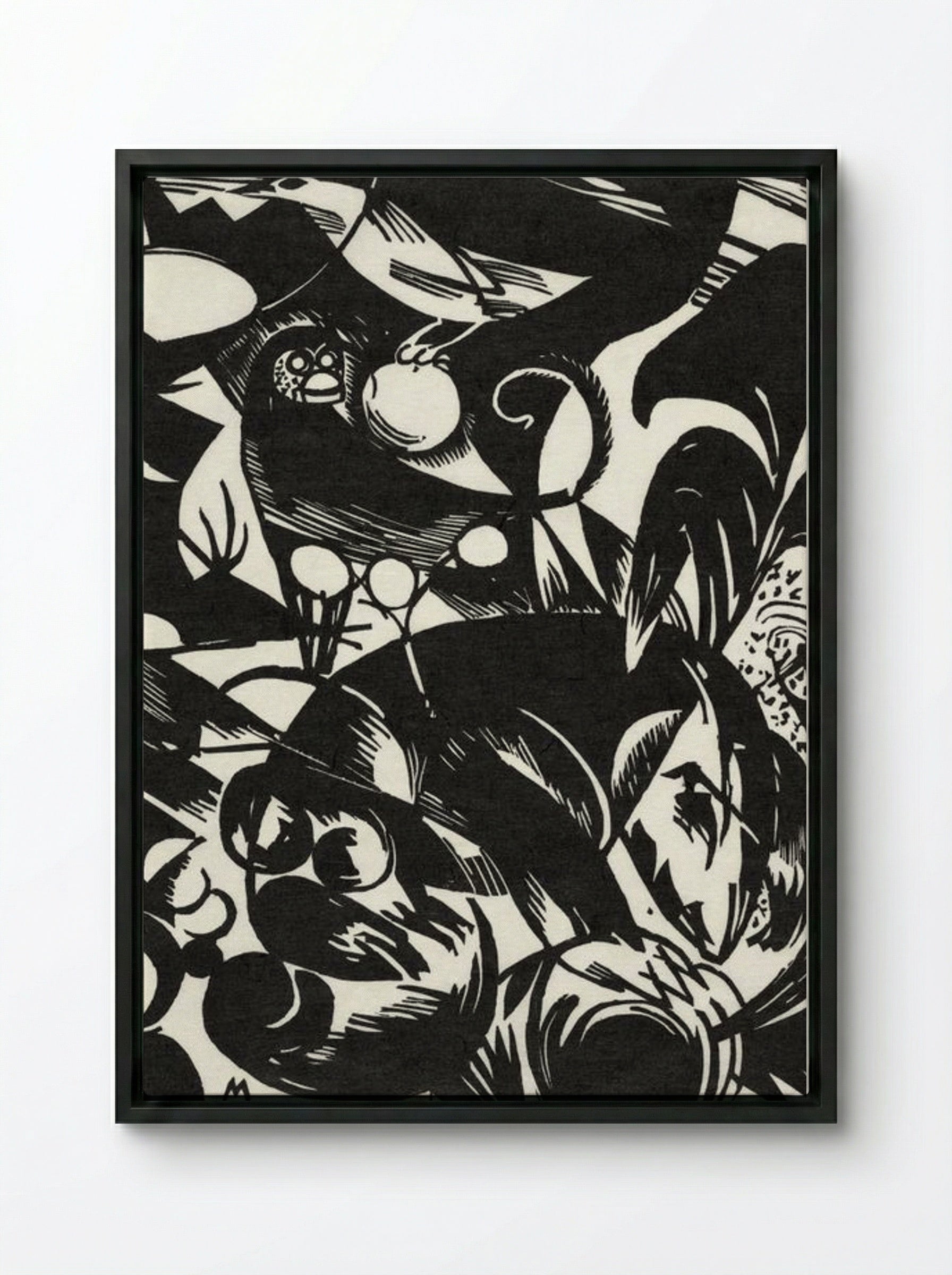 Birds and Fruit - Franz Marc - Framed Canvas Black