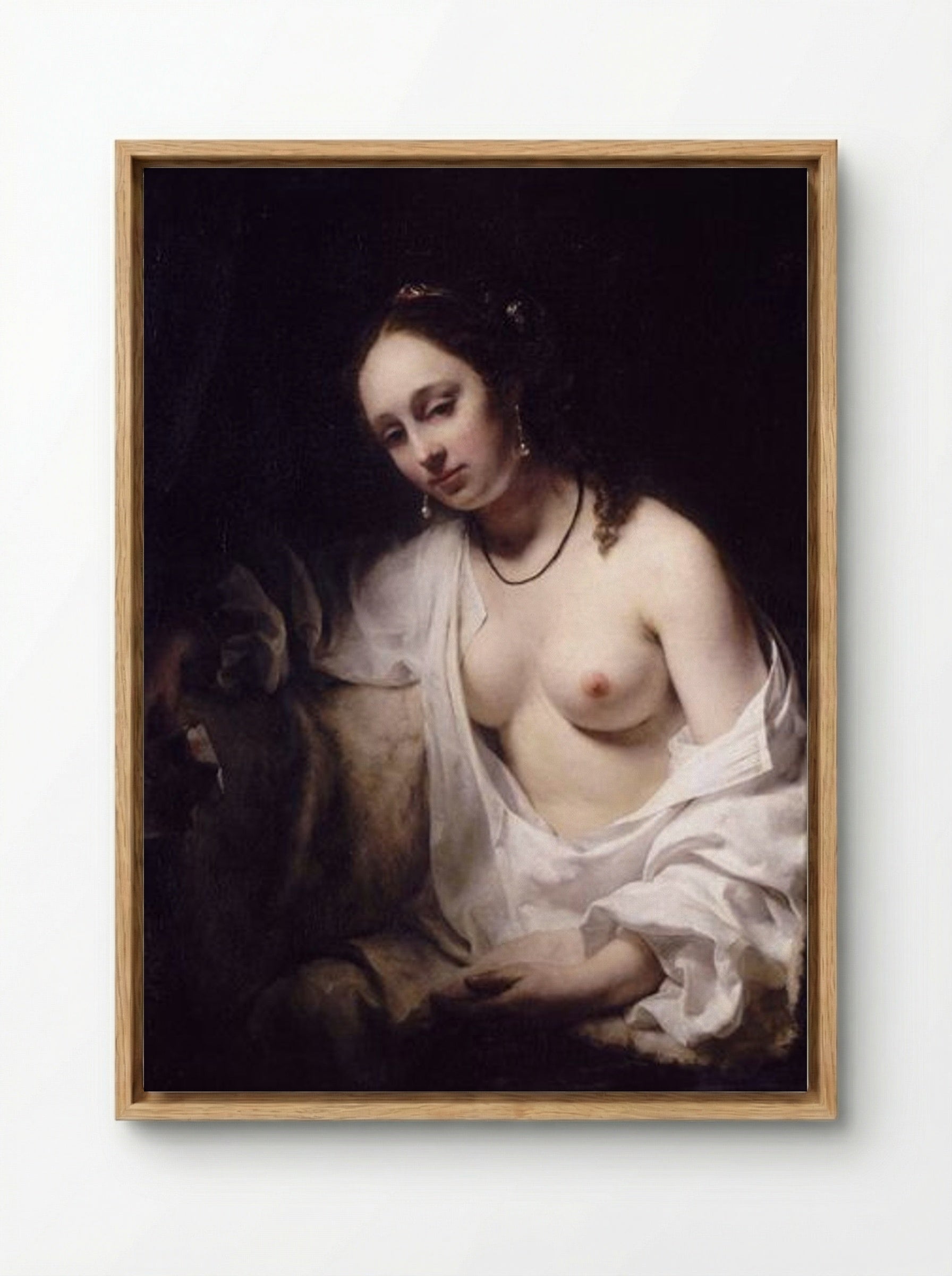 Bathsheba with King David's Letter - Willem Drost - Framed Canvas Wood