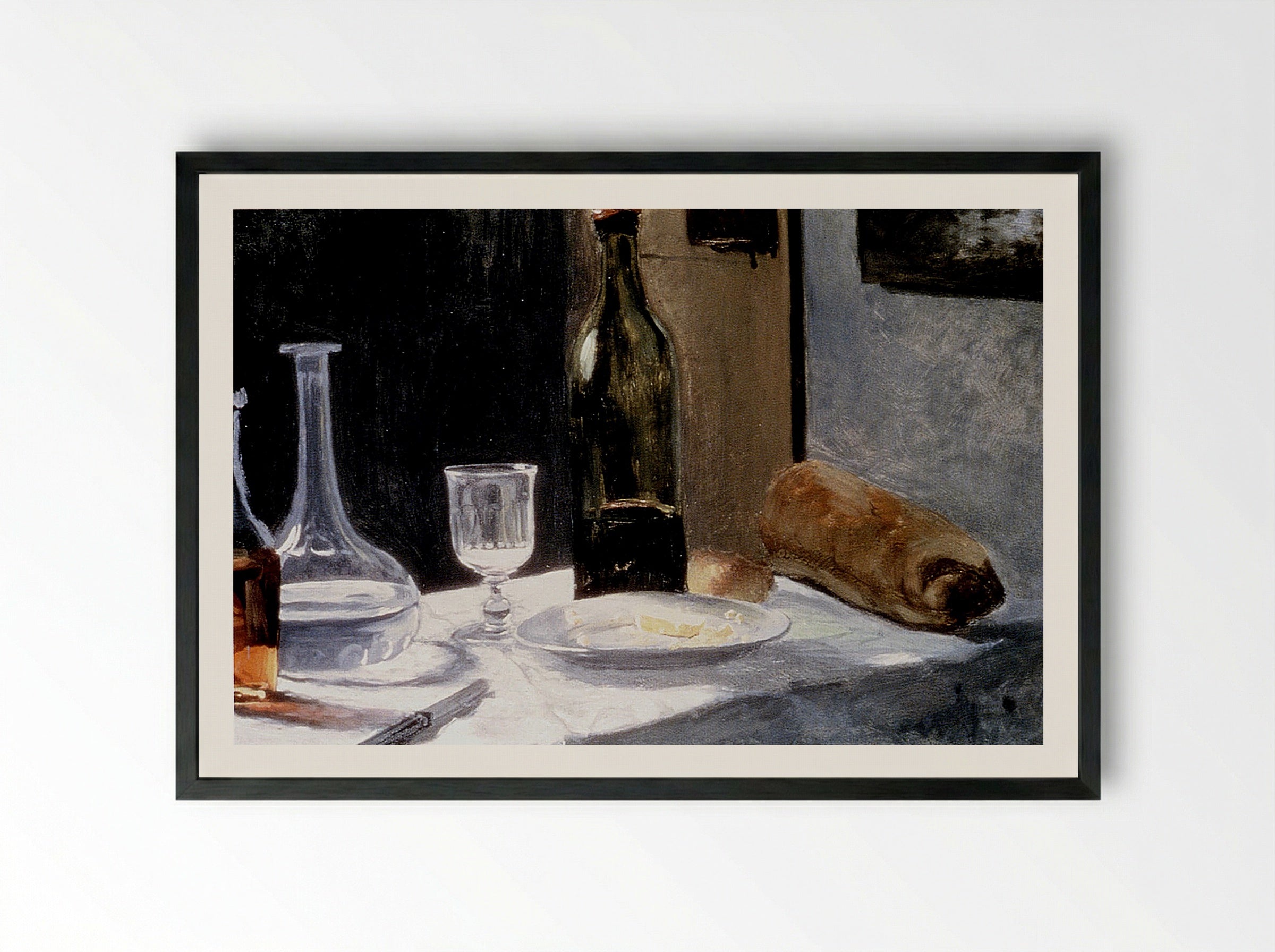 Still Life with Bottles - Édouard Manet - Framed Print Black