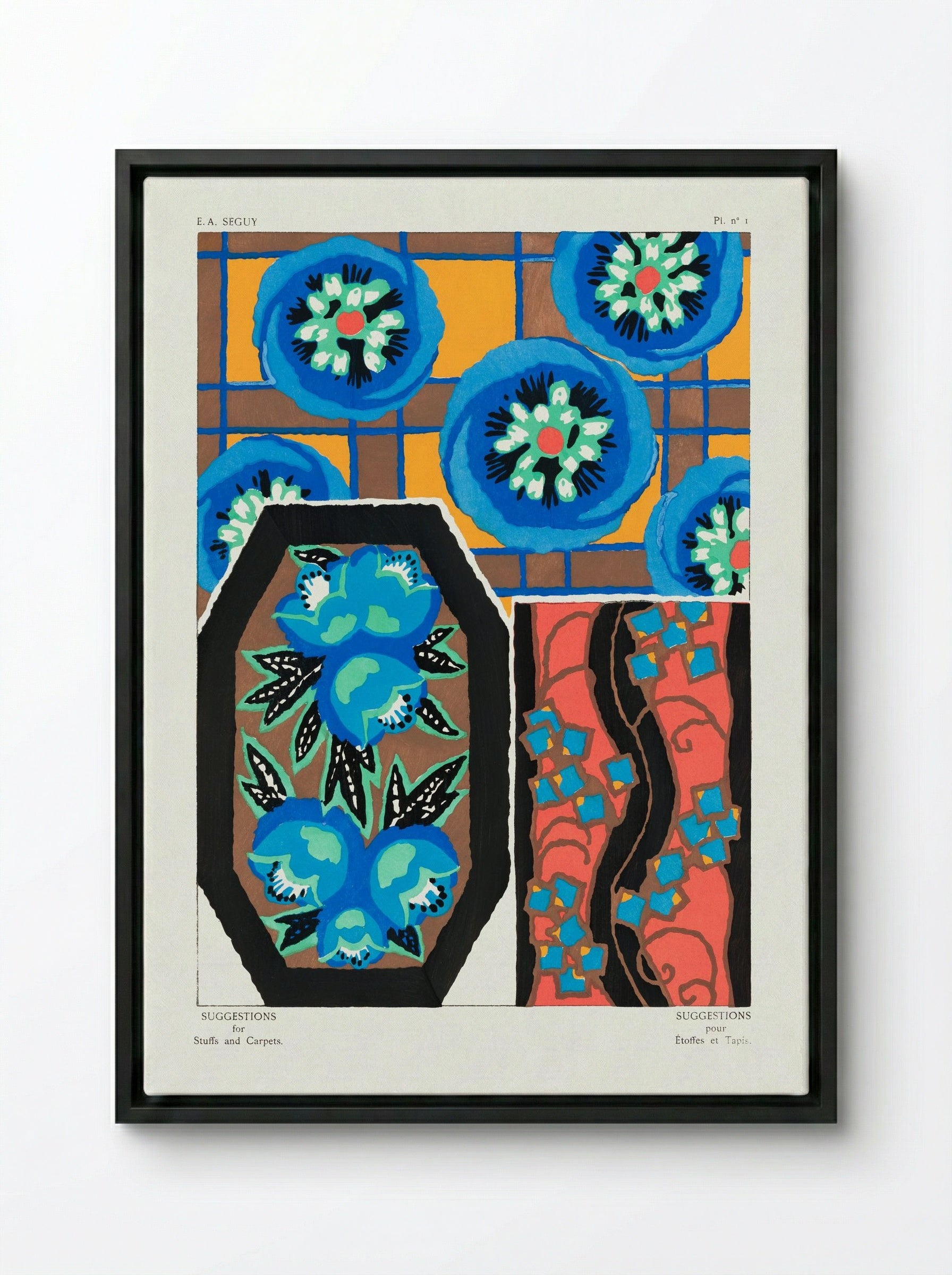 Suggestions for Stuffs and Carpets, Plate 1 - Émile-Allain Séguy - Framed Canvas Black