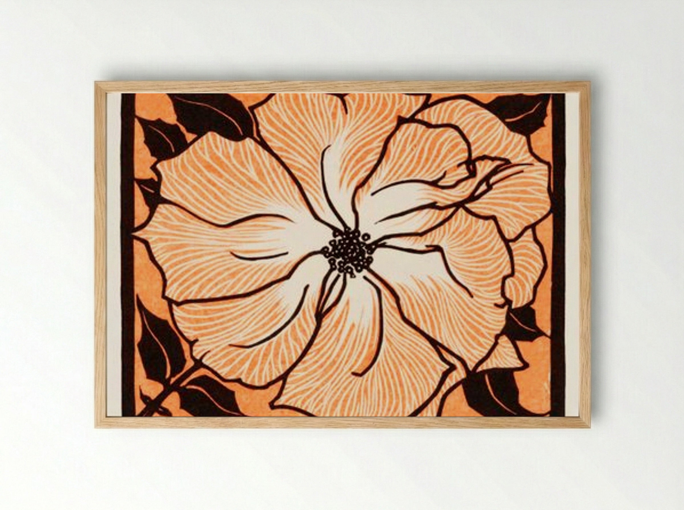 June (Floral Woodcut) - Julie de Graag - Framed Print Wood