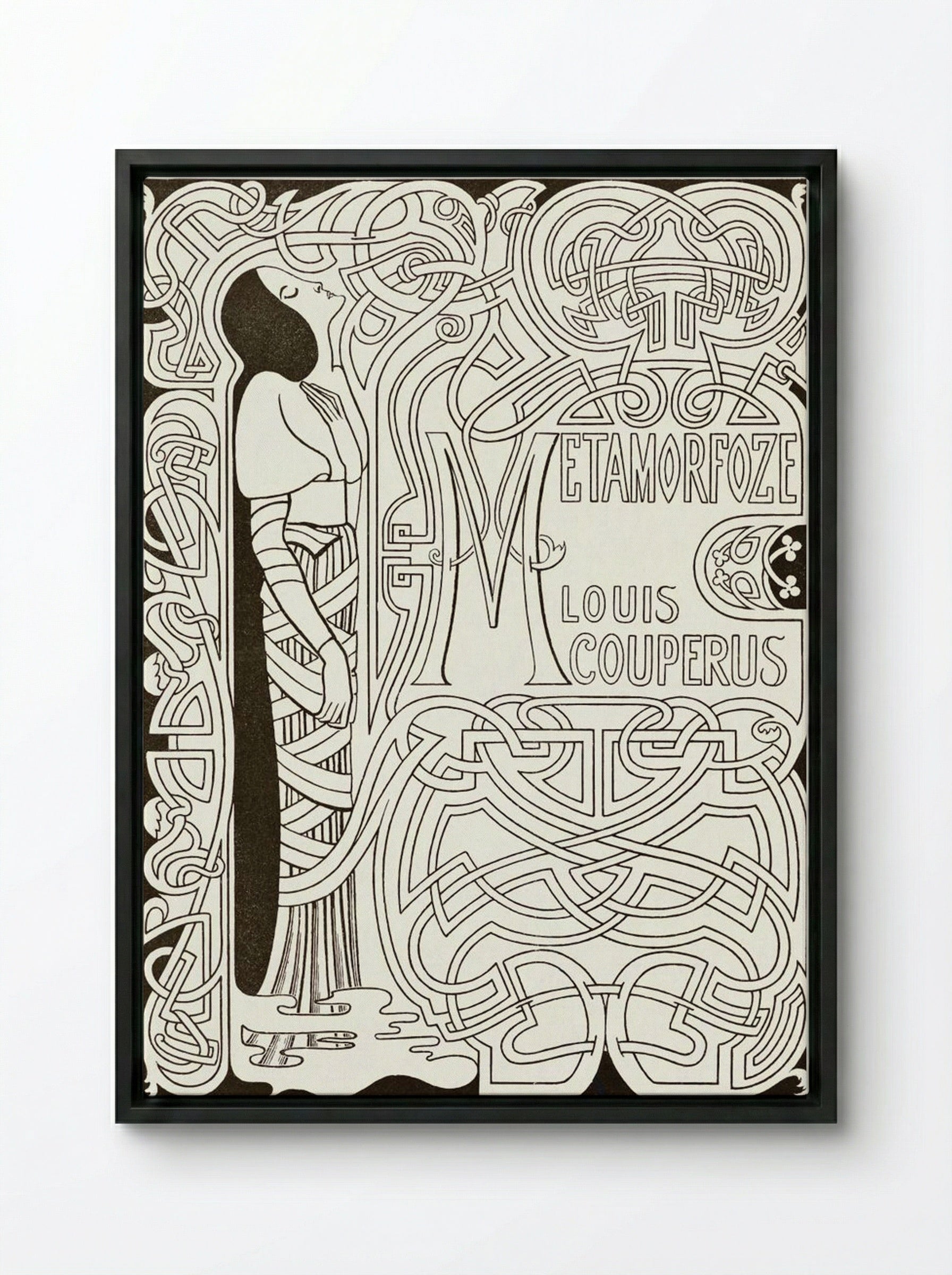 Book Binding Design for 'Metamorfoze' by Louis Couperus - Jan Toorop - Framed Canvas Black