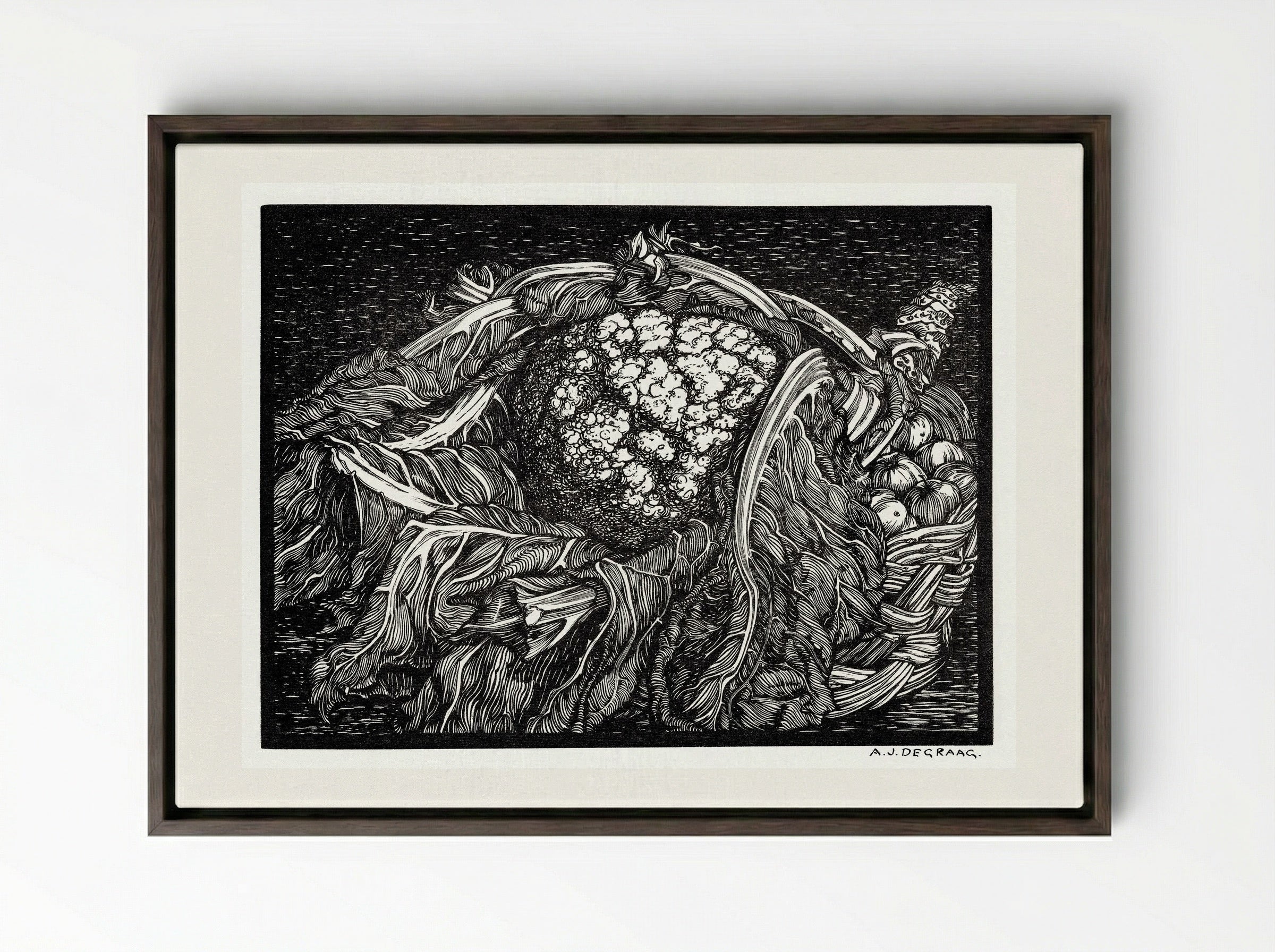 Cauliflower - Julie de Graag - Framed Canvas Dark Wood