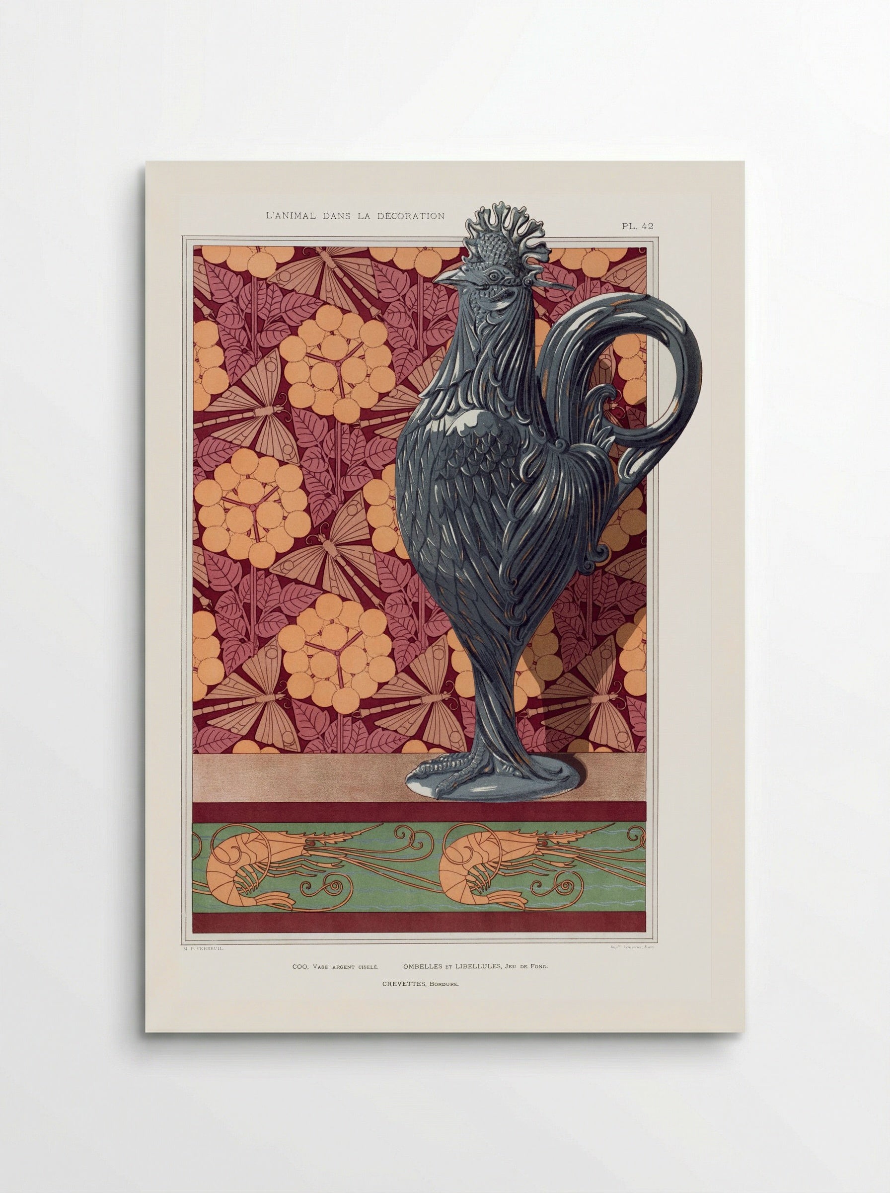Crevettes, Bordure (from L'animal dans la décoration) - Maurice Pillard Verneuil - Poster