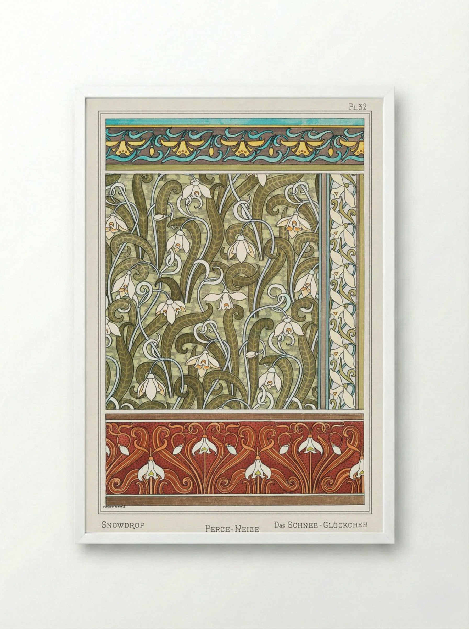 Perce-Neige (Snowdrops) from La Plante et ses Applications ornementales - Maurice Pillard Verneuil - Framed Print White