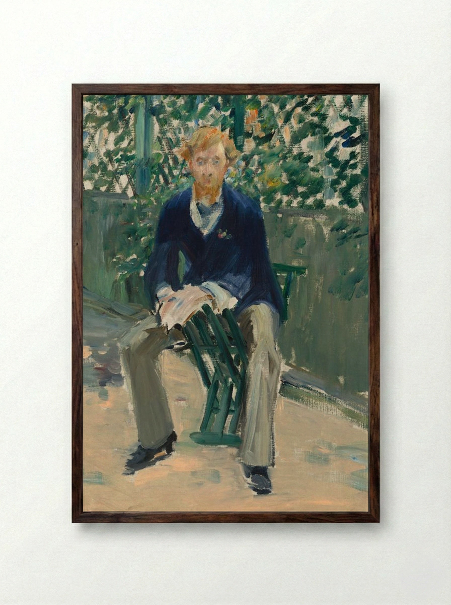 George Moore in the Artist's Garden - Édouard Manet - Framed Print Dark Wood