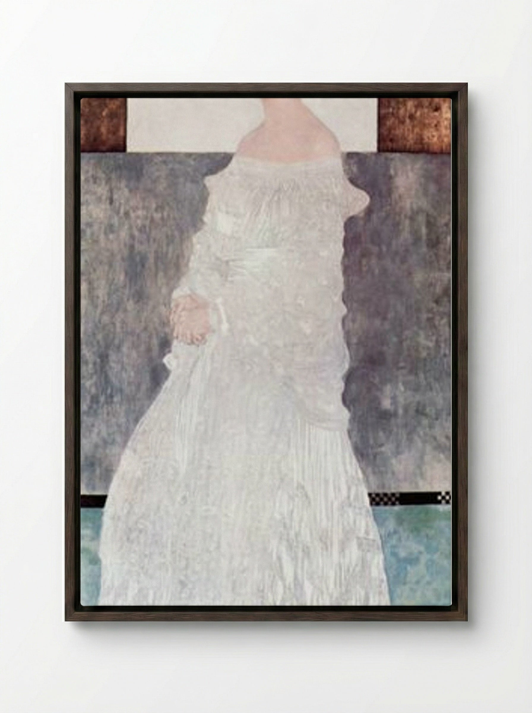 Portrait of Margaret Stonborough-Wittgenstein - Gustav Klimt - Framed Canvas Dark Wood
