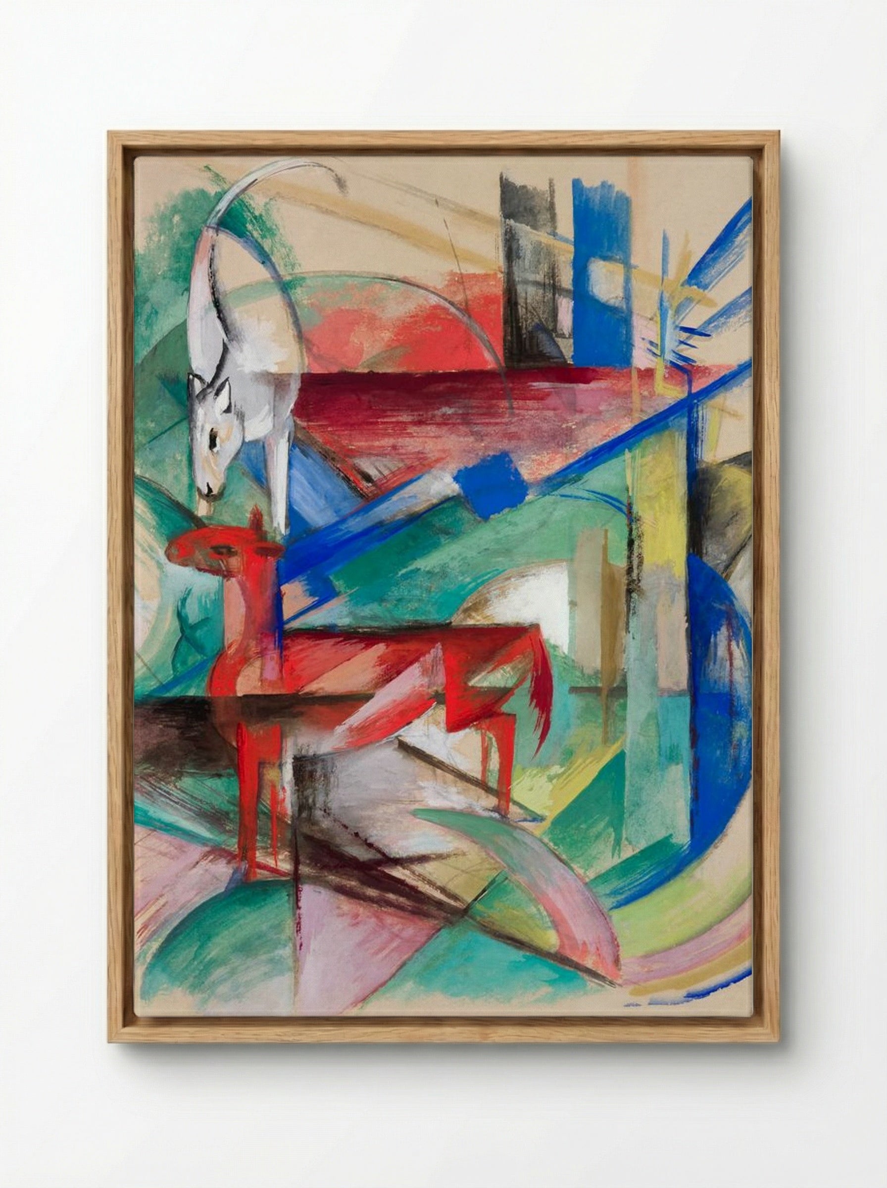 Landscape with Animals - Franz Marc - Framed Canvas Wood