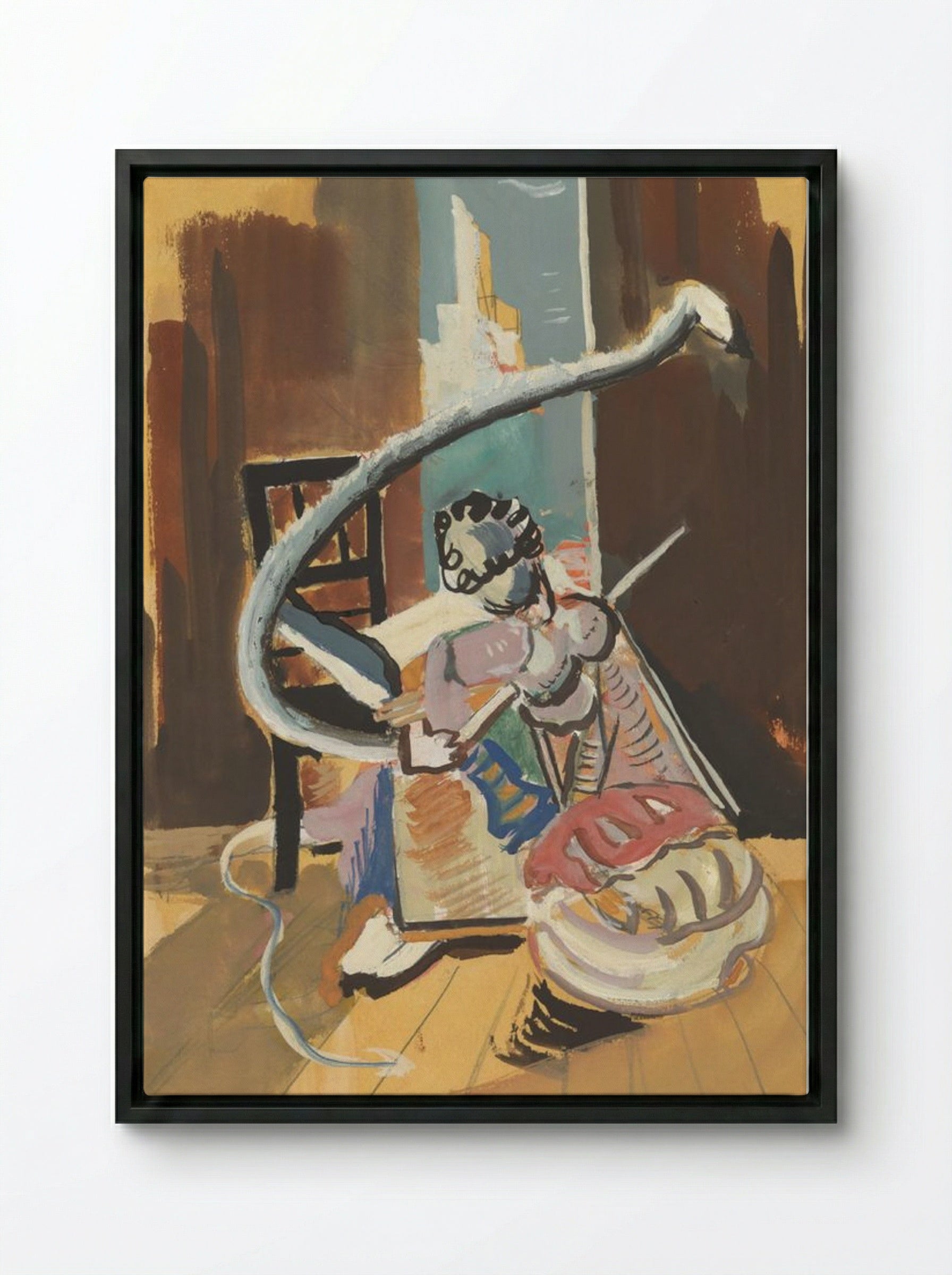 Study for Painting in a Circus Setting - Cyprián Majerník - Framed Canvas Black