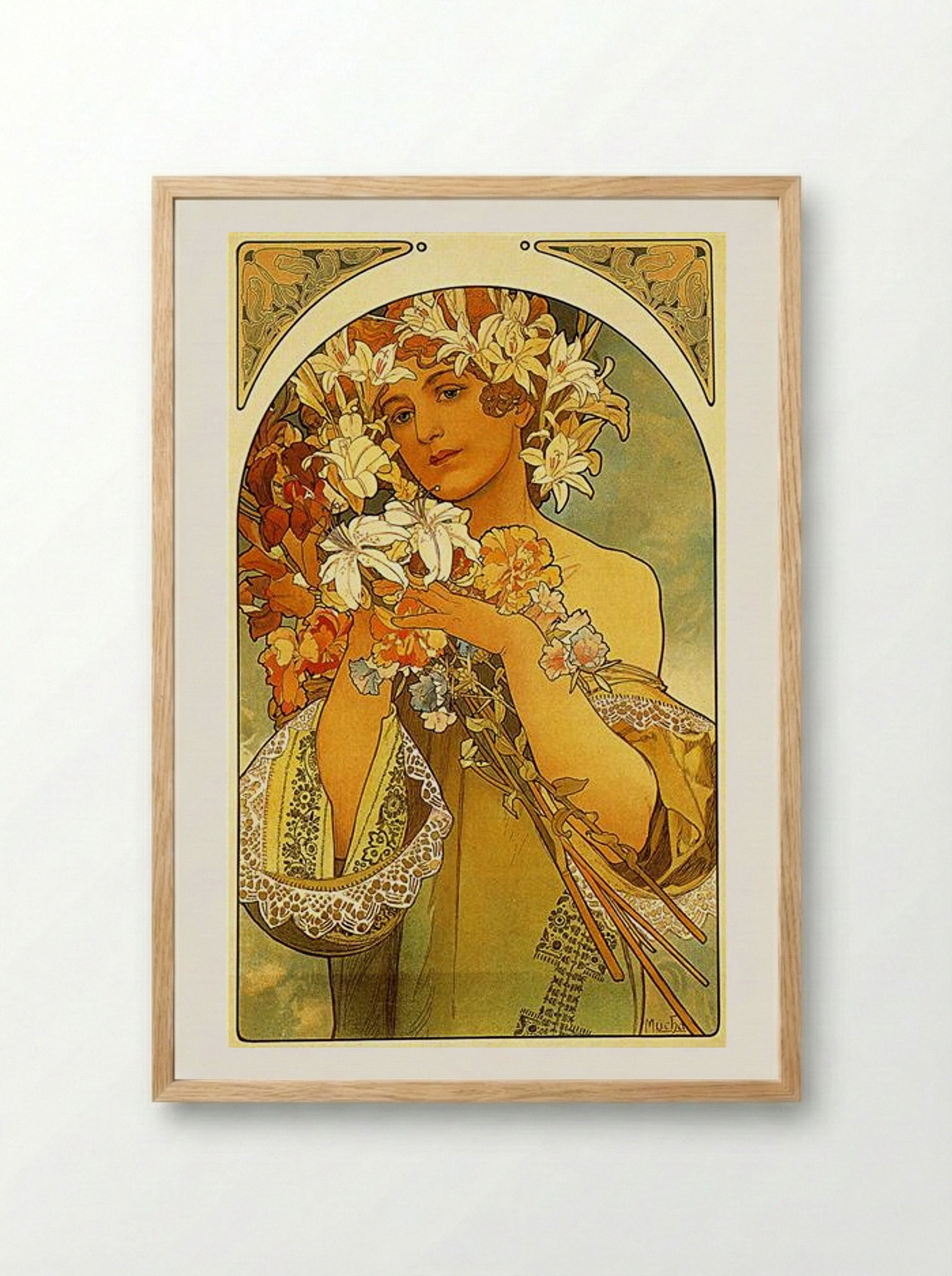 Flower - Alphonse Mucha - Framed Print Wood