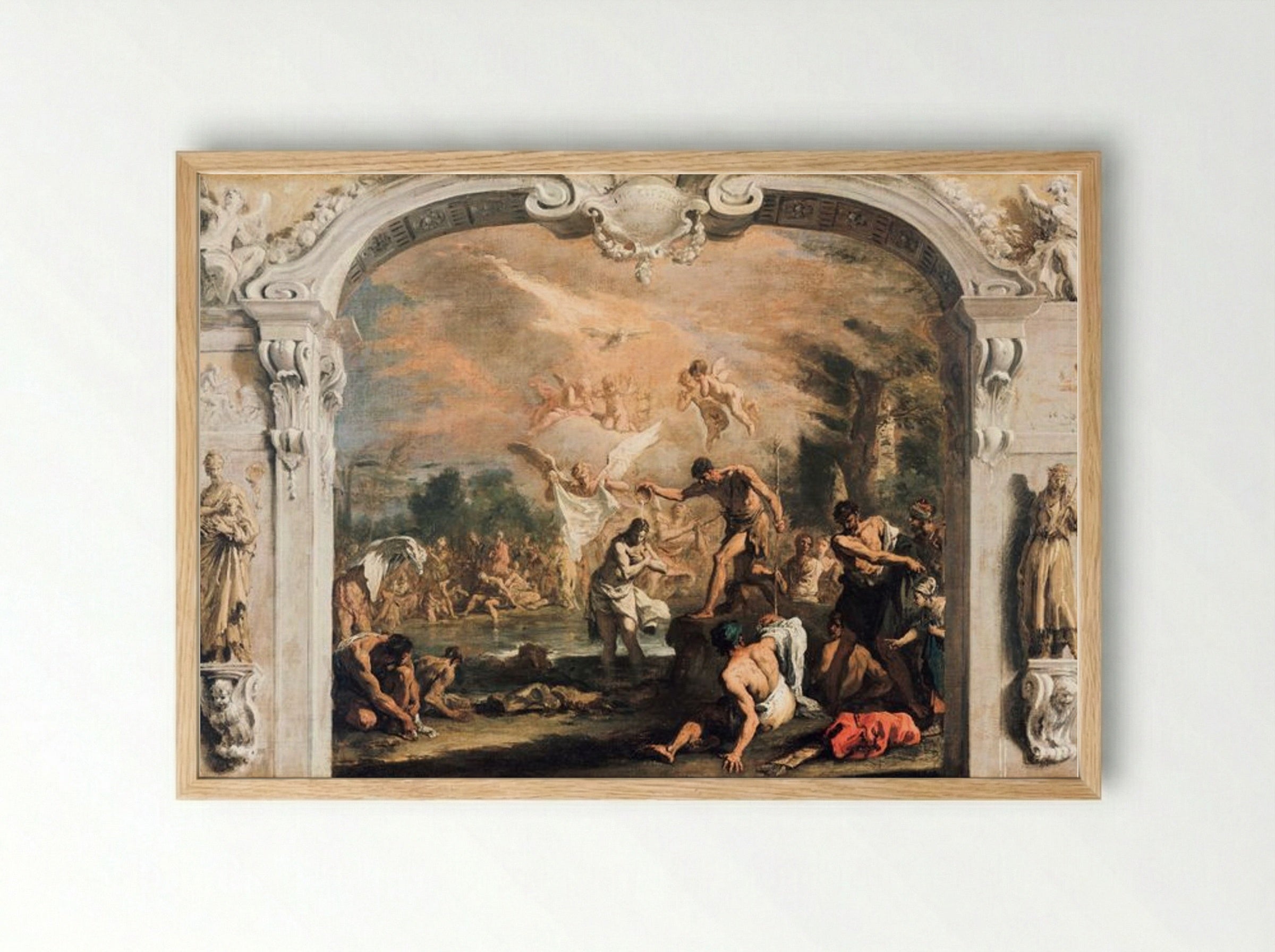 The Baptism of Christ - Sebastiano Ricci - Framed Print Wood